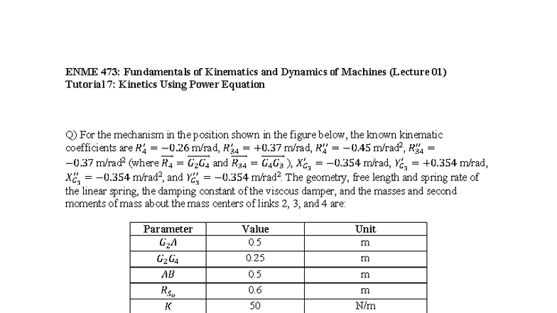 ENME 473: Tutorial 7 - Kinetics Using Power Equation Questions - Studocu