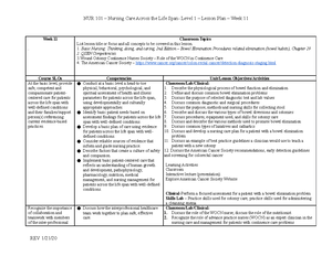 NUR 101 Lesson Plan - Week 12-Revised - NUR 101 – Nursing Care Across ...