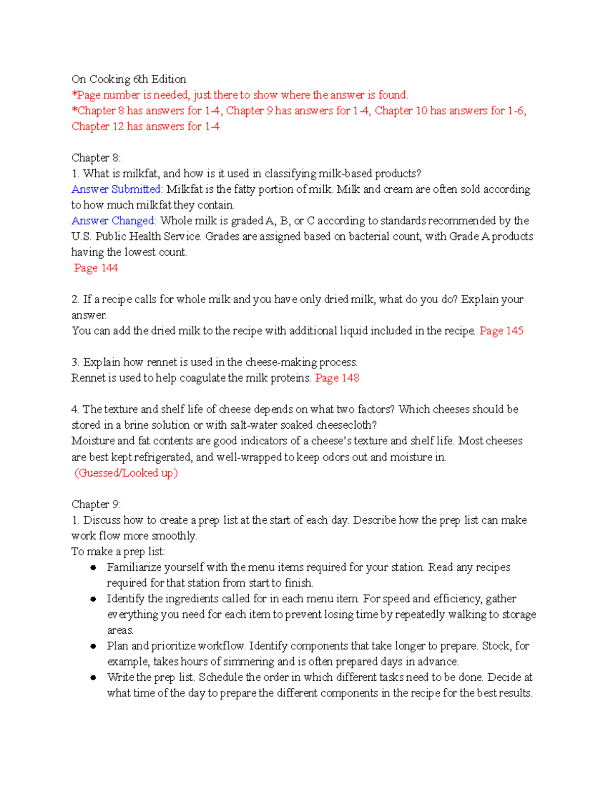 Culinary 060 On Cooking 6th Ed. Study Notes for Chapters 8-10 & 12 ...
