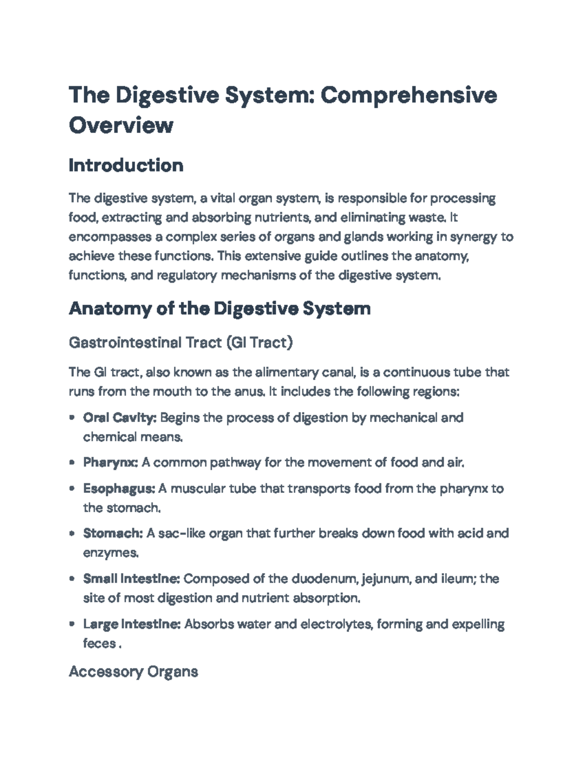Comprehensive Overview of the Digestive System: Anatomy and Functions ...