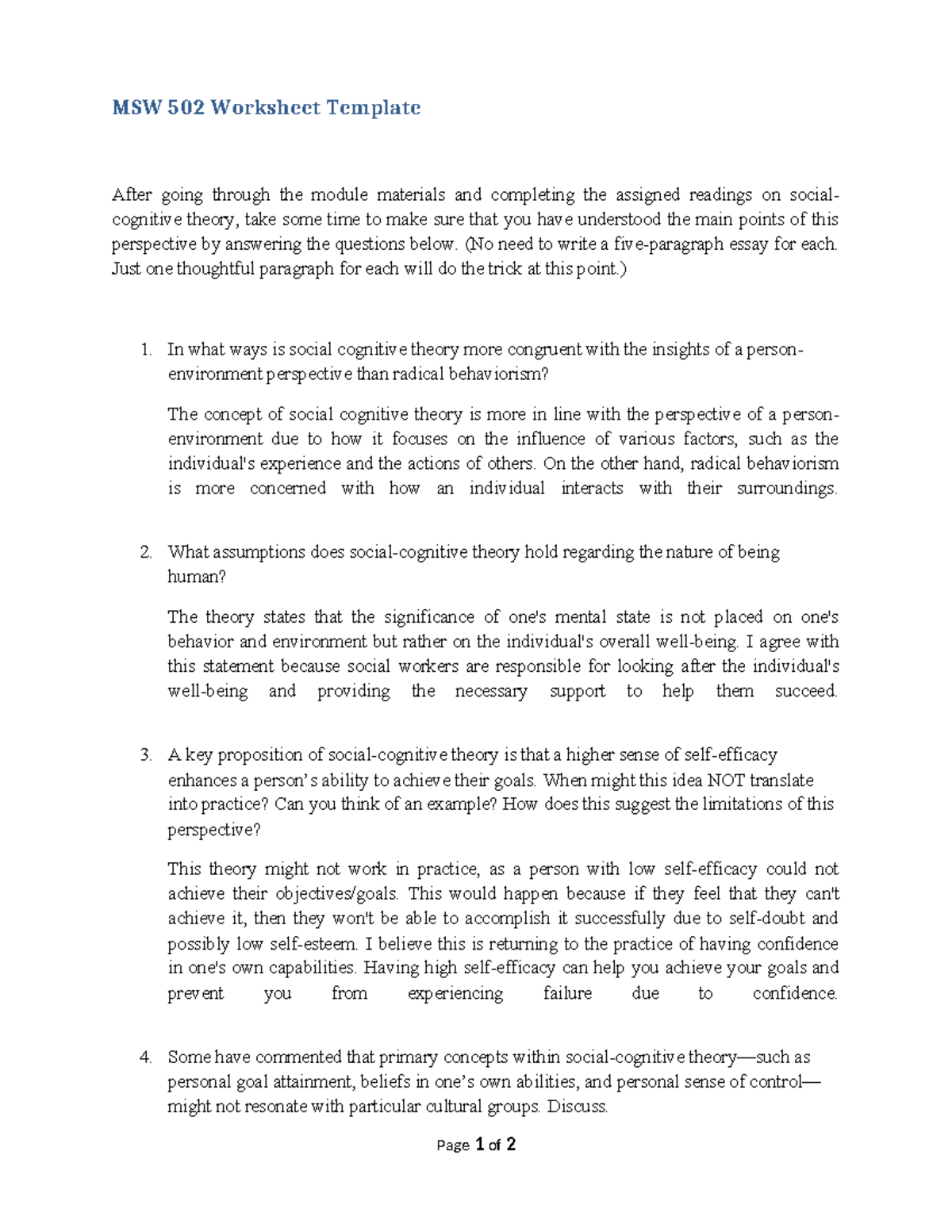 M06 worksheet - MSW 502 Worksheet Template After going through the ...