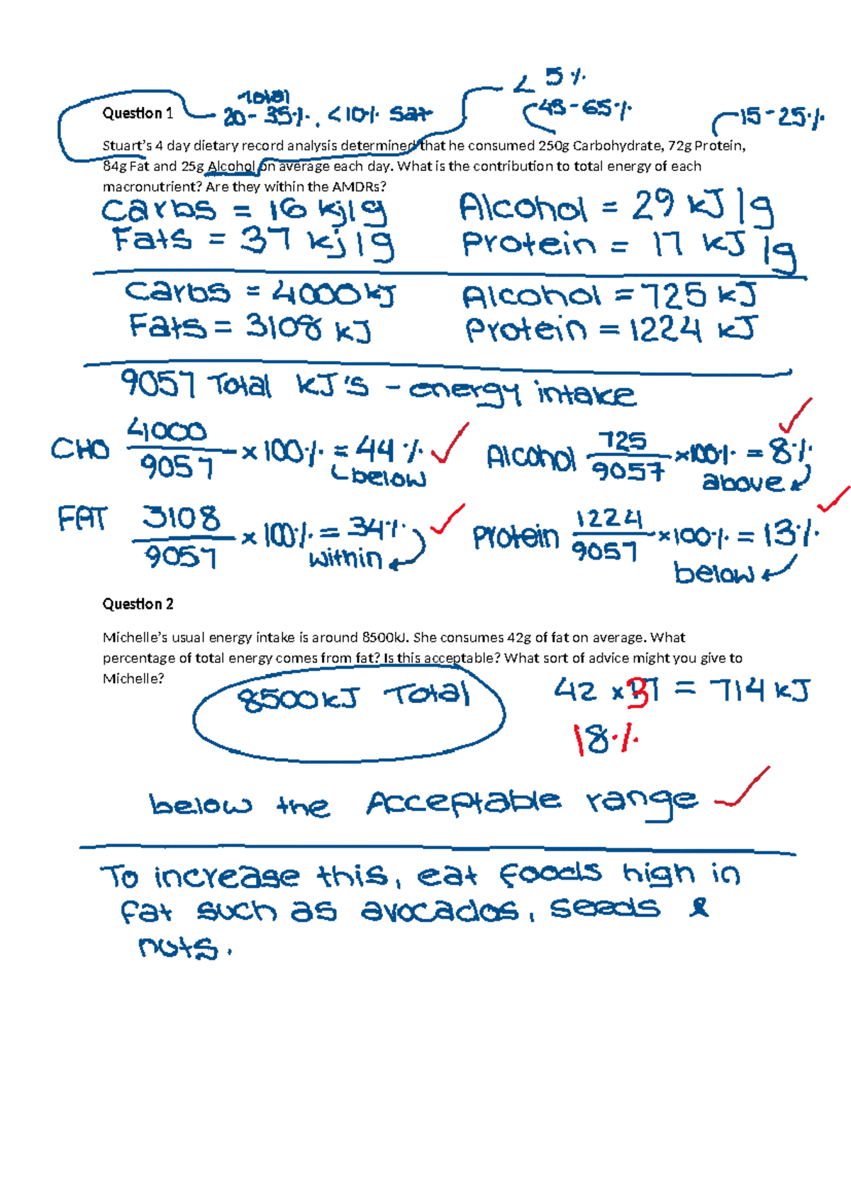 Practice Calculation Questions for Nutrition Analysis (NUTR 101) - Studocu