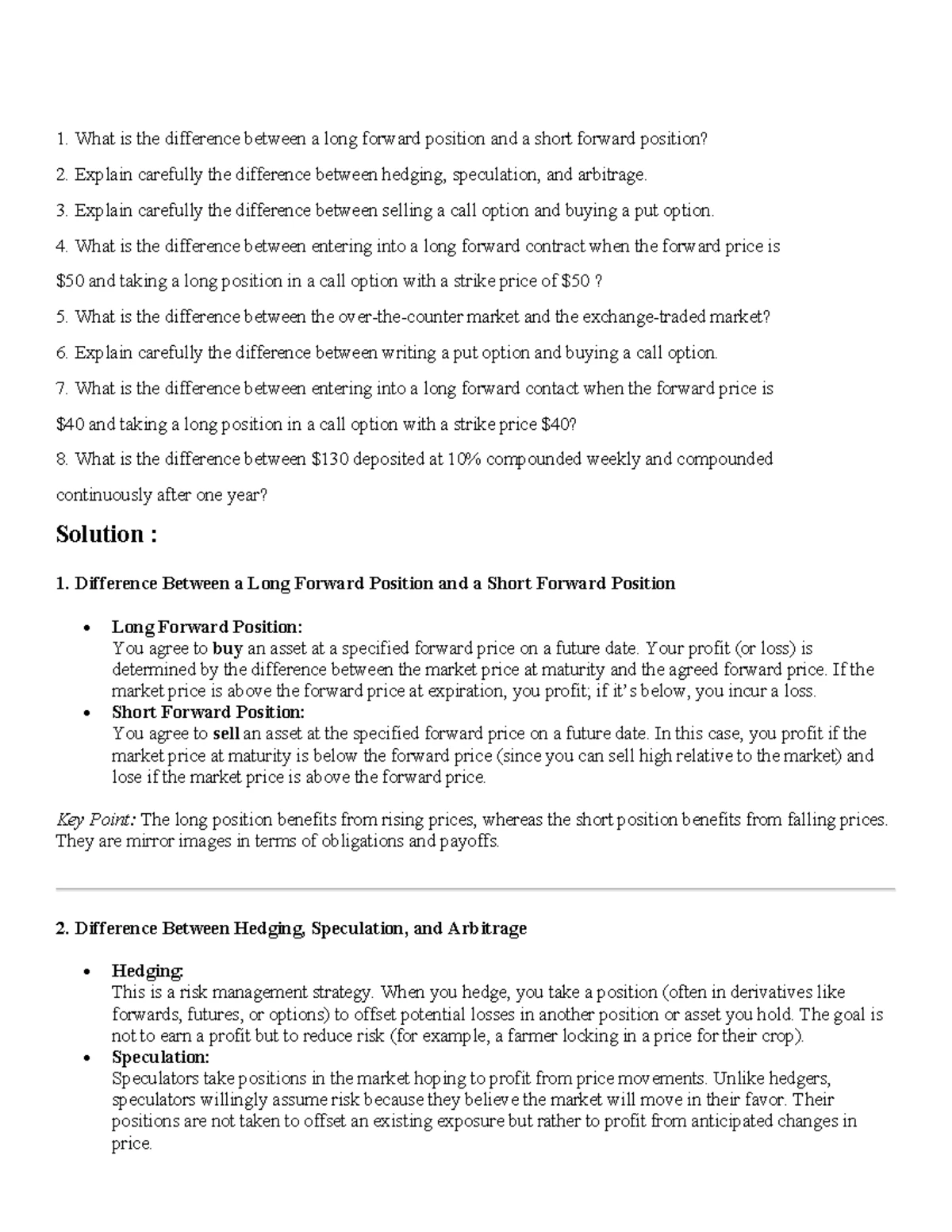 Financial Math Definitions and Concepts for Future Reference - Studocu