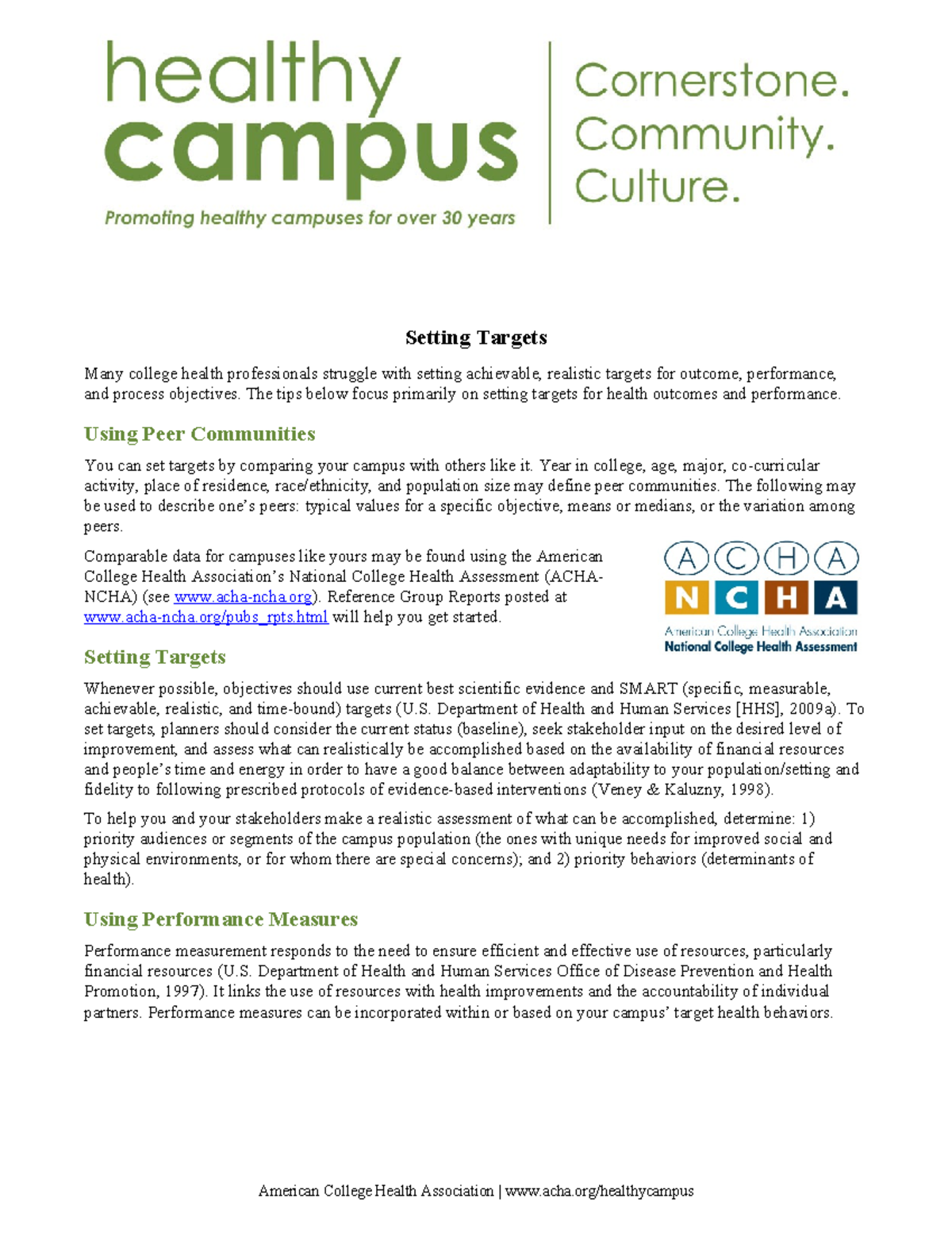 Healthy Campus Worksheet 7: Setting SMART Targets for Health Objectives ...