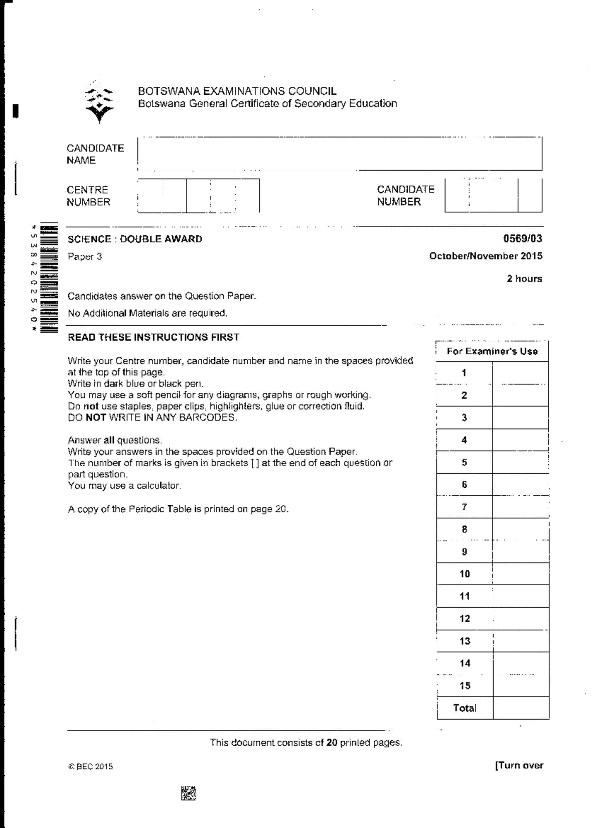 Bgcse SDA Paper 3 2015 - Comprehensive Exam Guide - Studocu