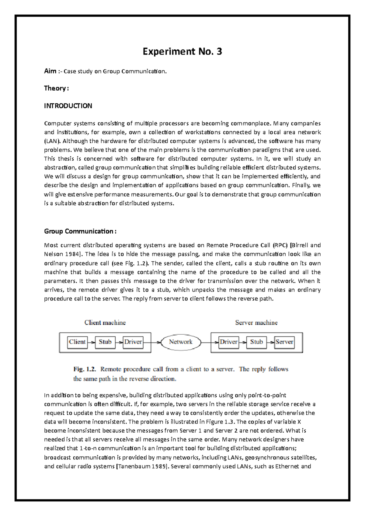 DC EXP 3 - Case Study on Group Communication in Distributed Systems ...
