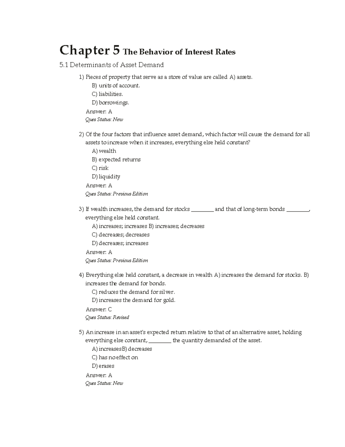 NGÂN-HÀNG-CÂU-HỎI chương 5 - Chapter 5 The Behavior of Interest Rates 5 ...