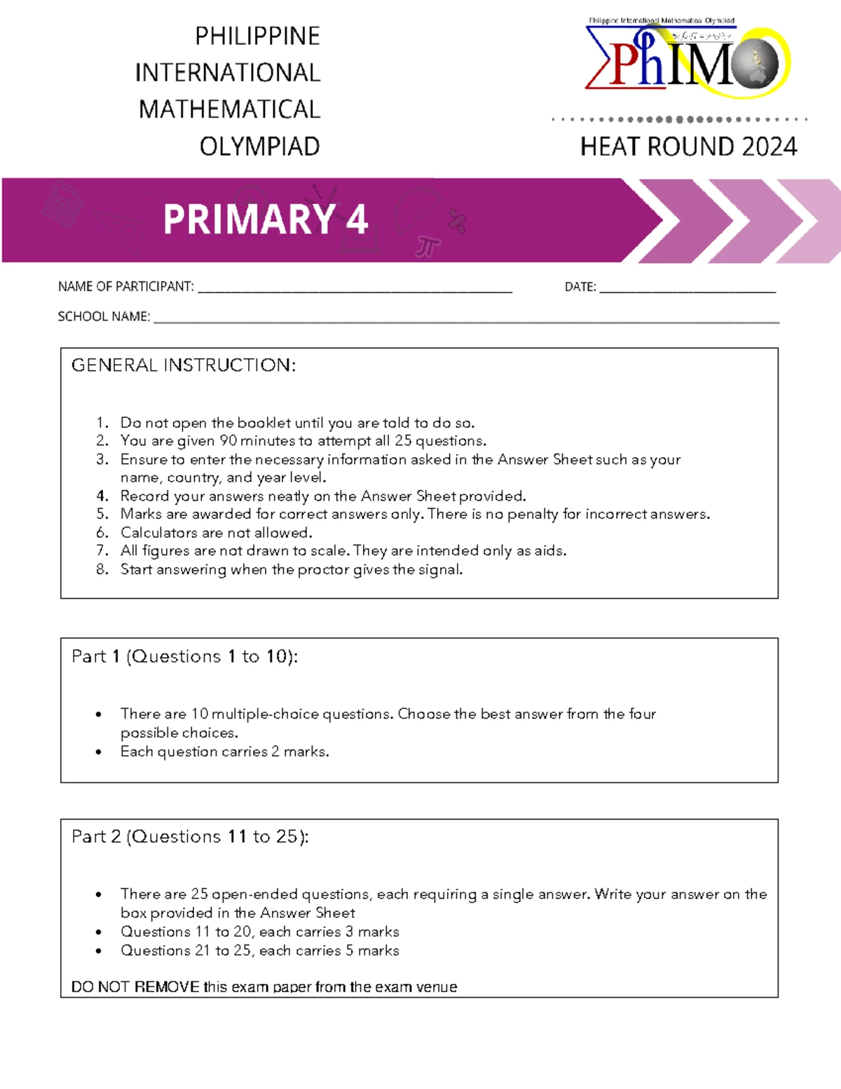Primary 4 - Math Olympiad Questions and Solutions - Studocu