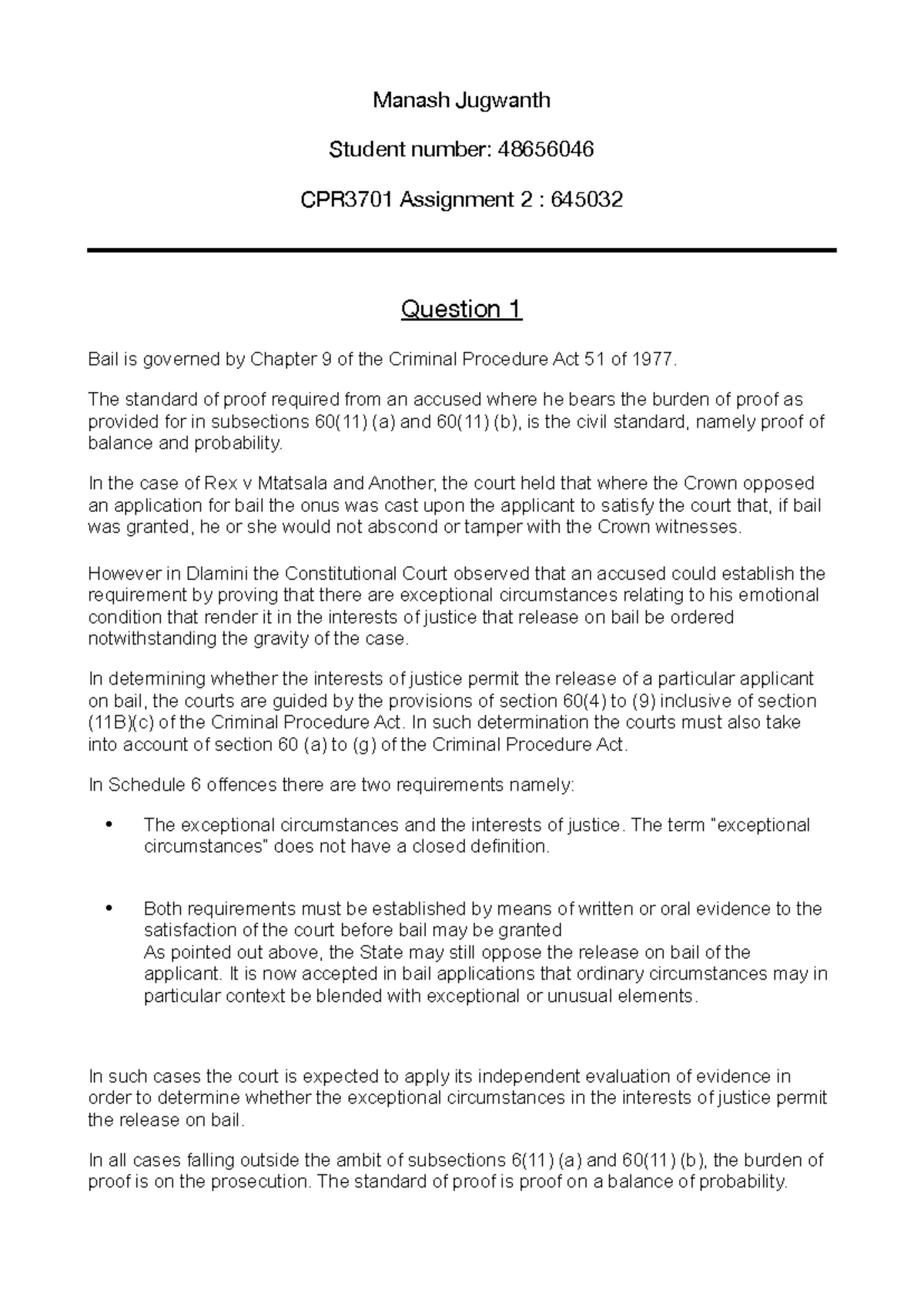 CPR3701 - criminal procedure 2021 assignment 2 - CPR3701 - Unisa - Studocu