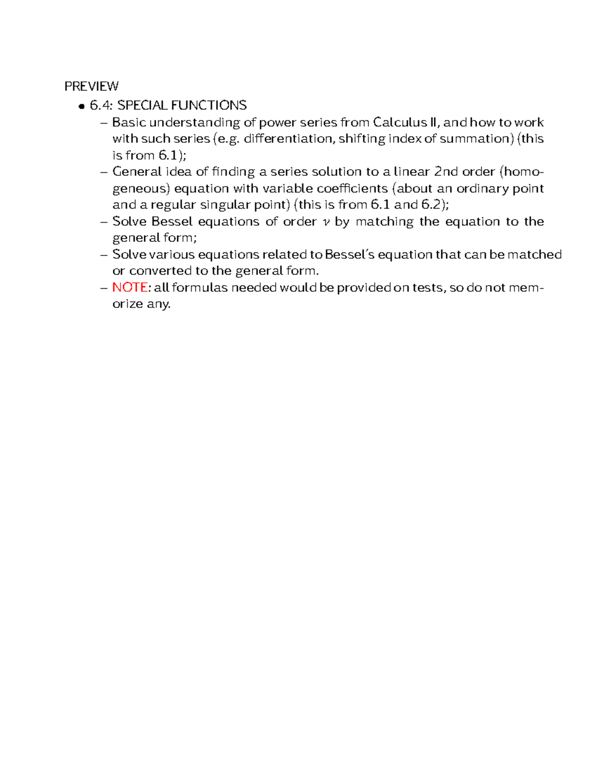 Lecture 11: Series Solutions of Linear Equations (6.4 Special Functions ...