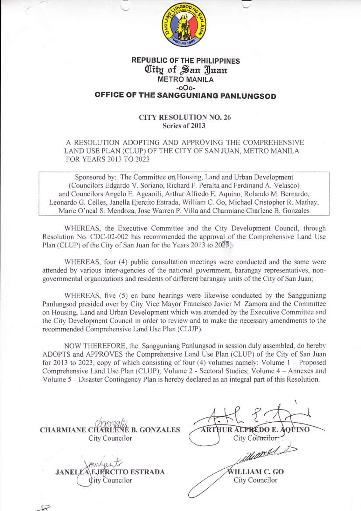 CRES# 26-13 Comprehensive Land Use Plan (CLUP) of San Juan City 2013 ...