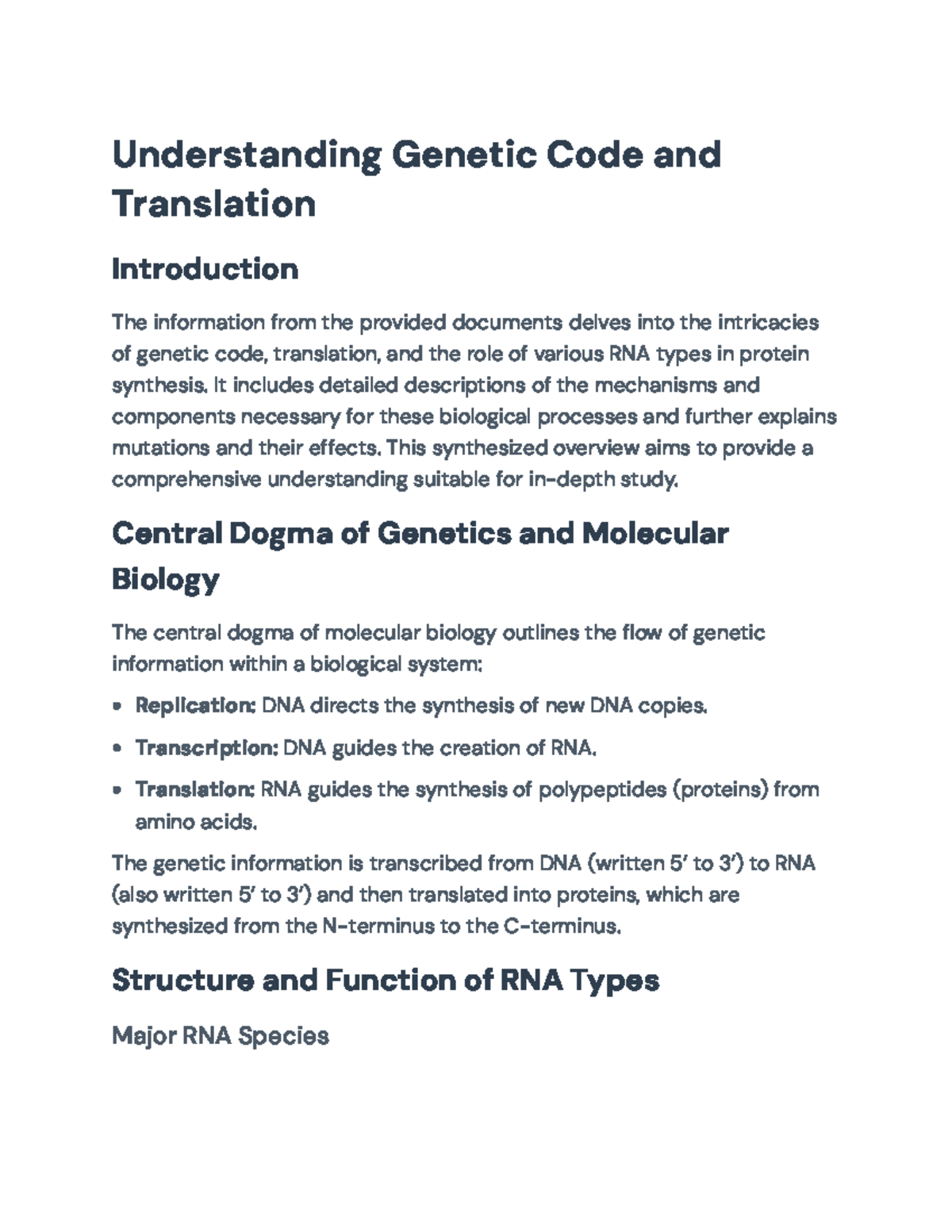 Genetic Code and Translation: Mechanisms, Mutations, and Roles in ...