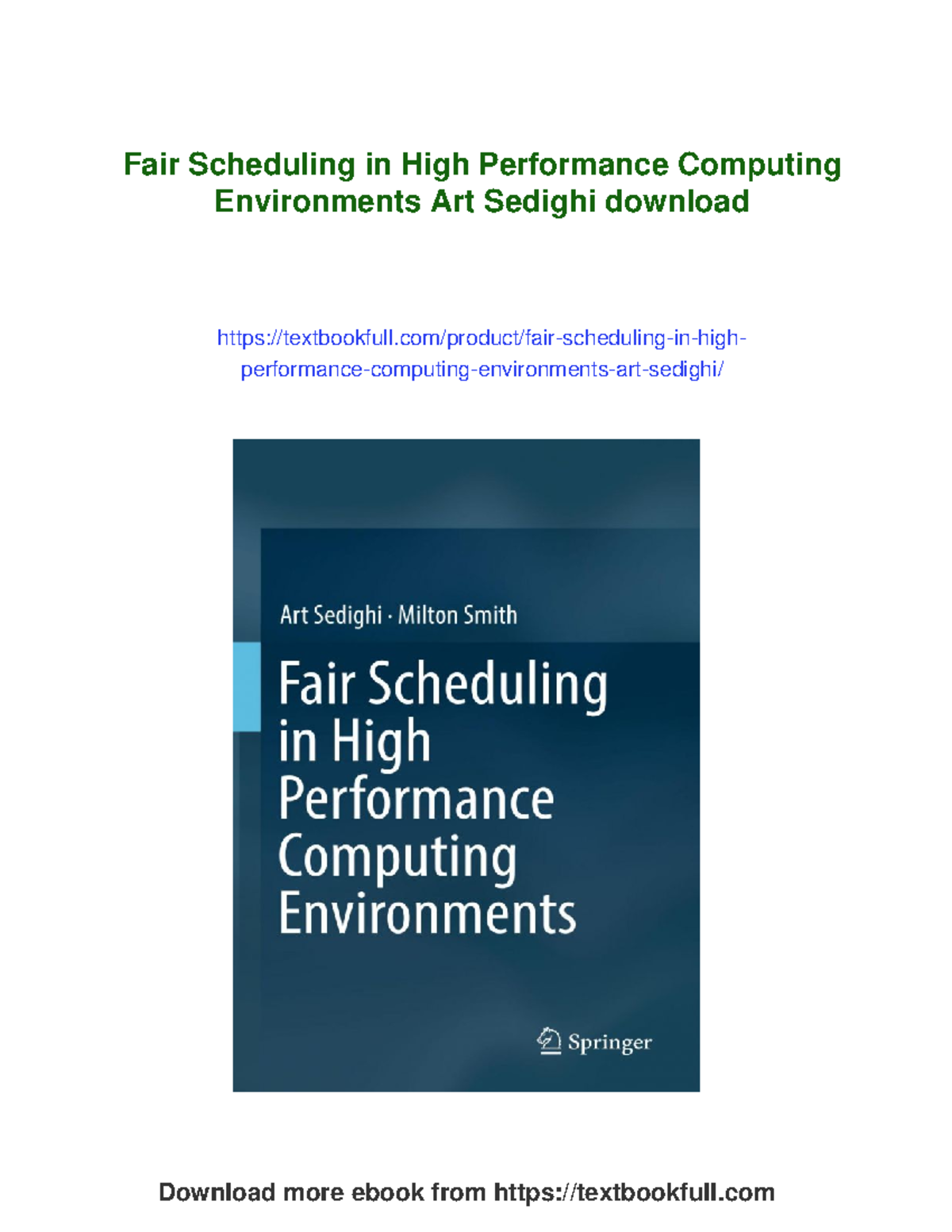 Fair Scheduling in High Performance Computing Environments (IMSE 52512 ...