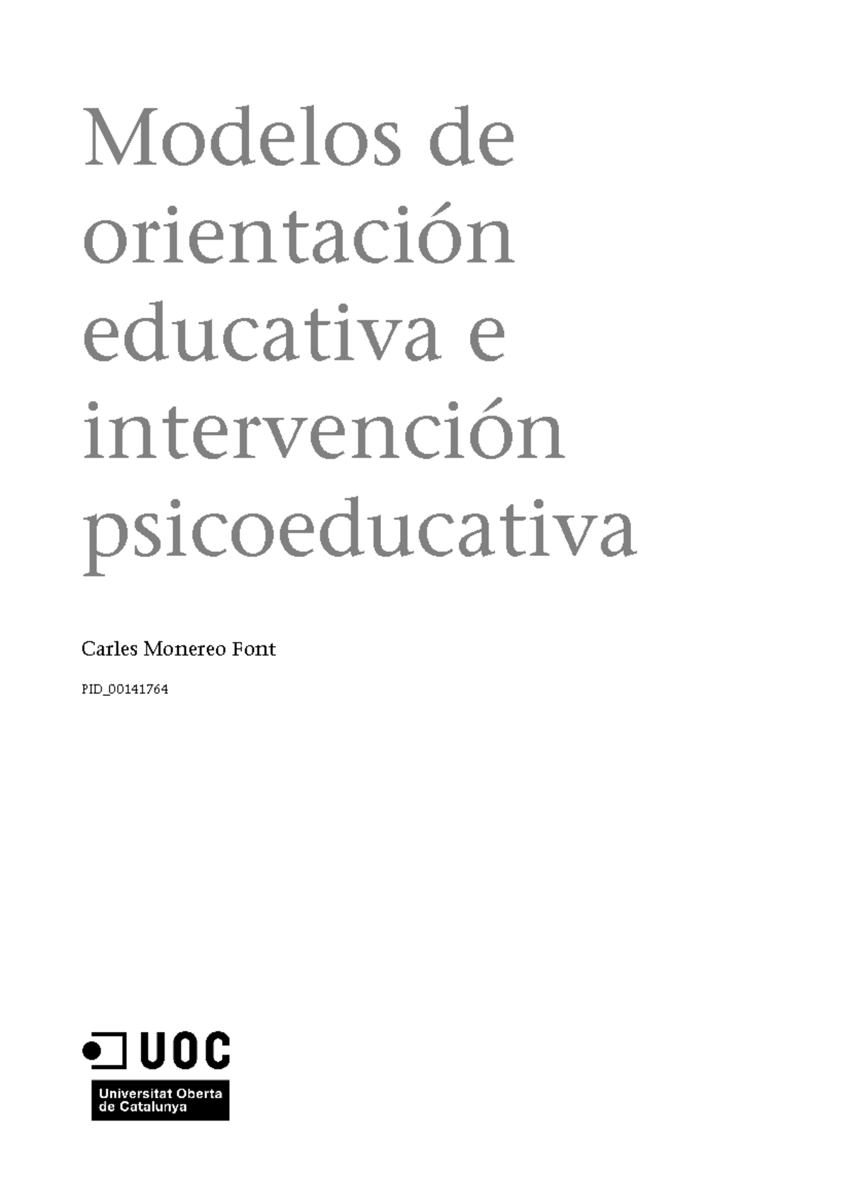 Módulo 1: Modelos de Orientación Educativa y Psicoeducativa - Studocu
