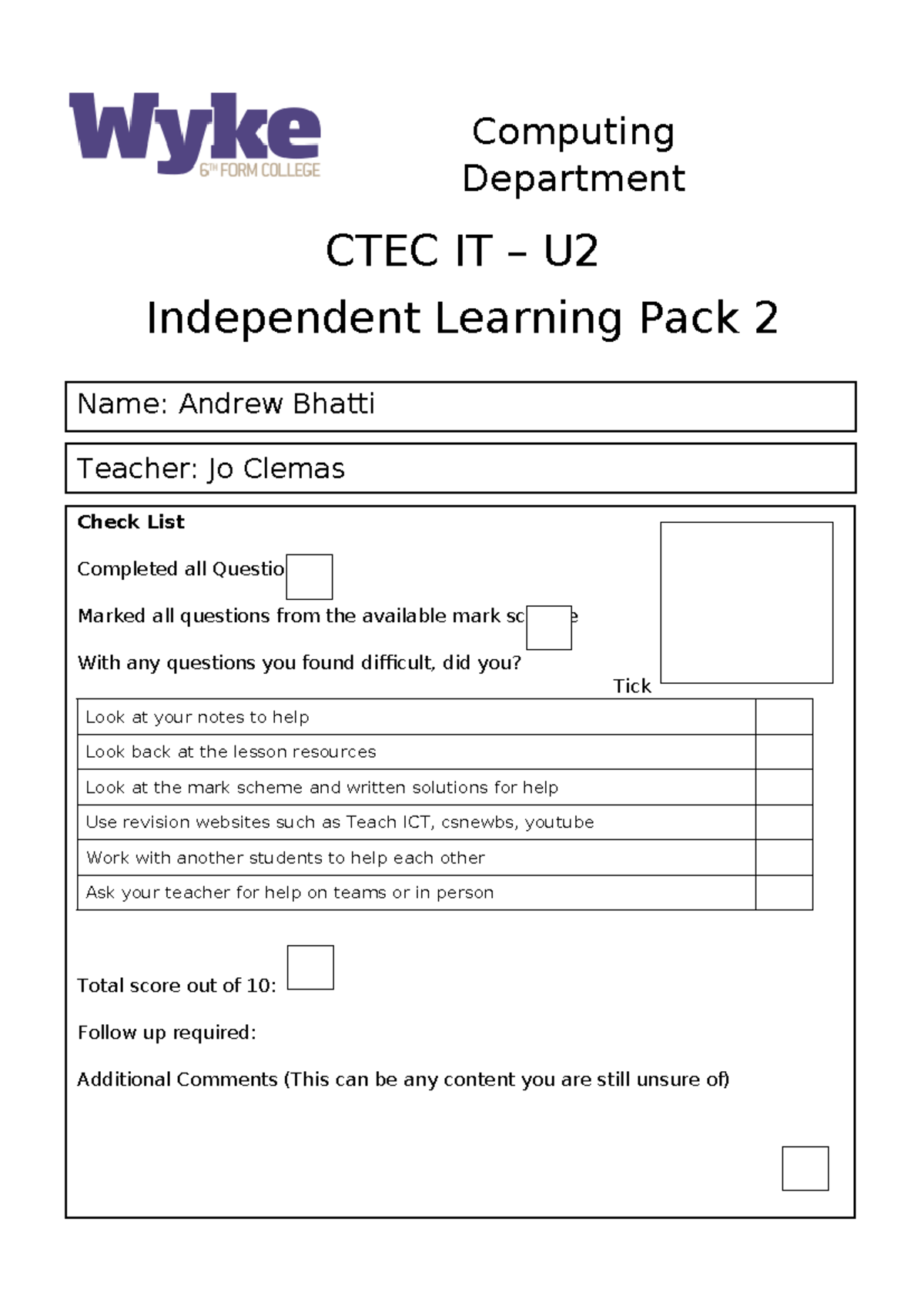02. CTEC IT - ILP 2 Summary & Key Concepts in Computing - Studocu
