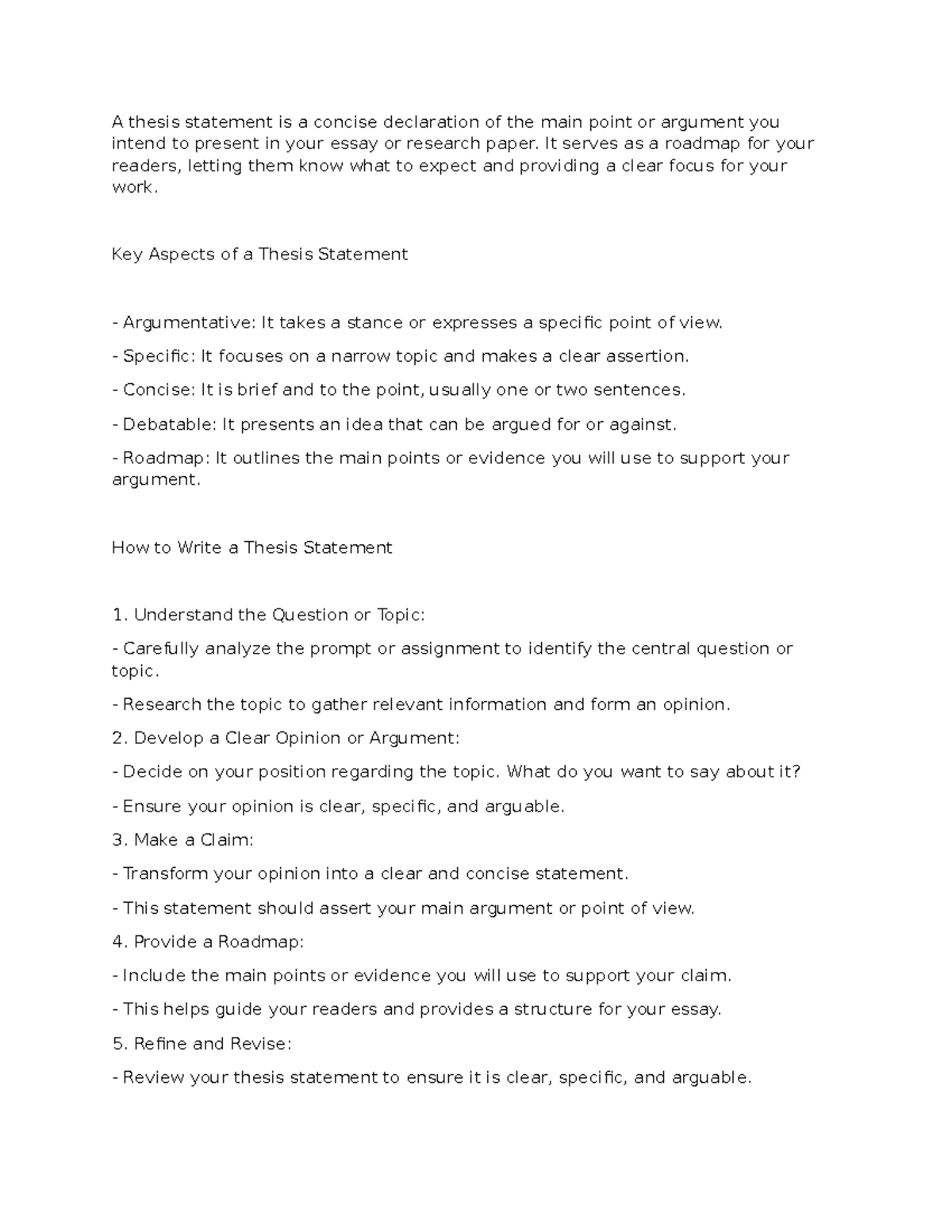 Thesis Statement Writing Guide for Essays and Research Papers - Studocu