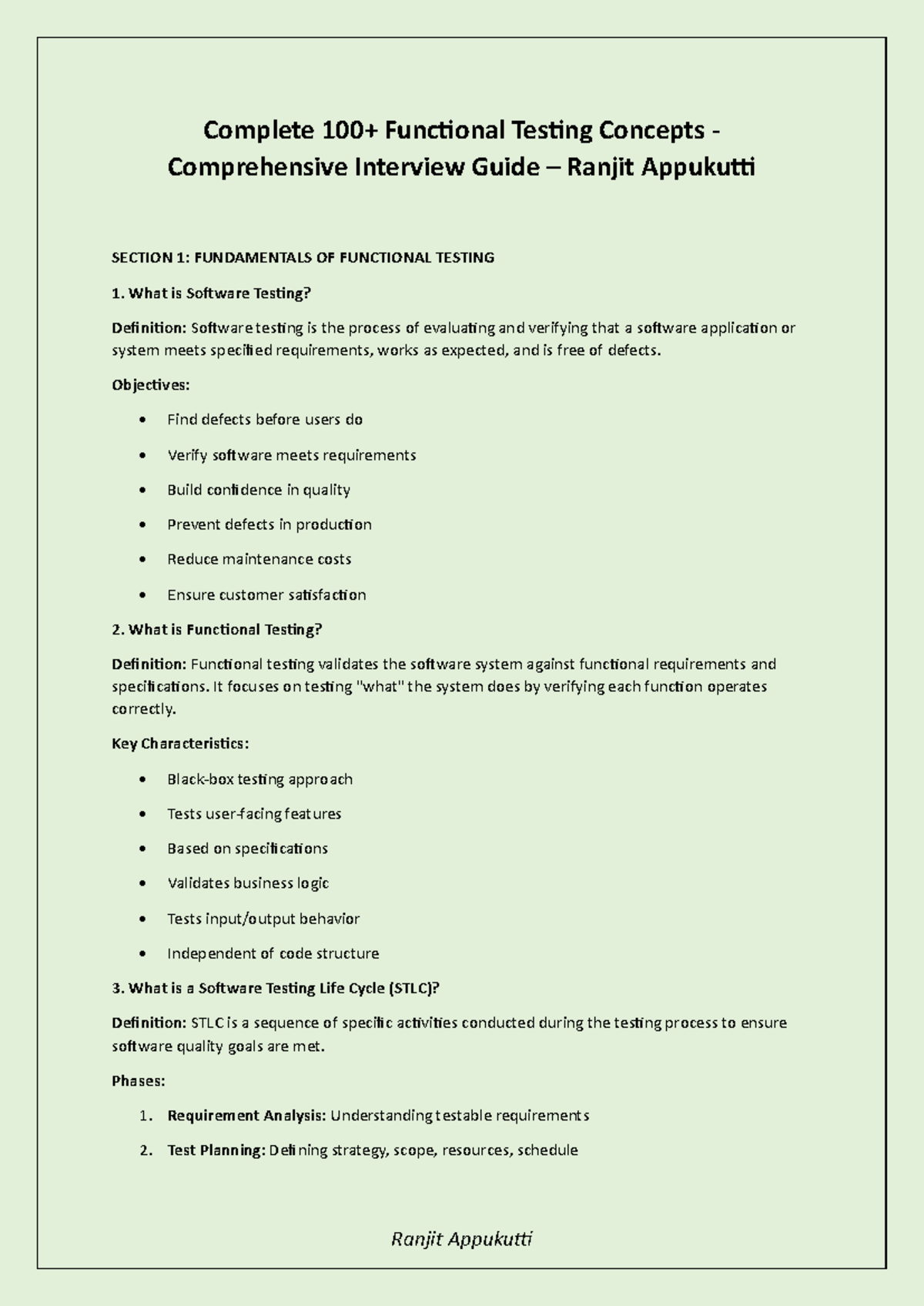 Functional Testing Concepts: Comprehensive Interview Guide ...
