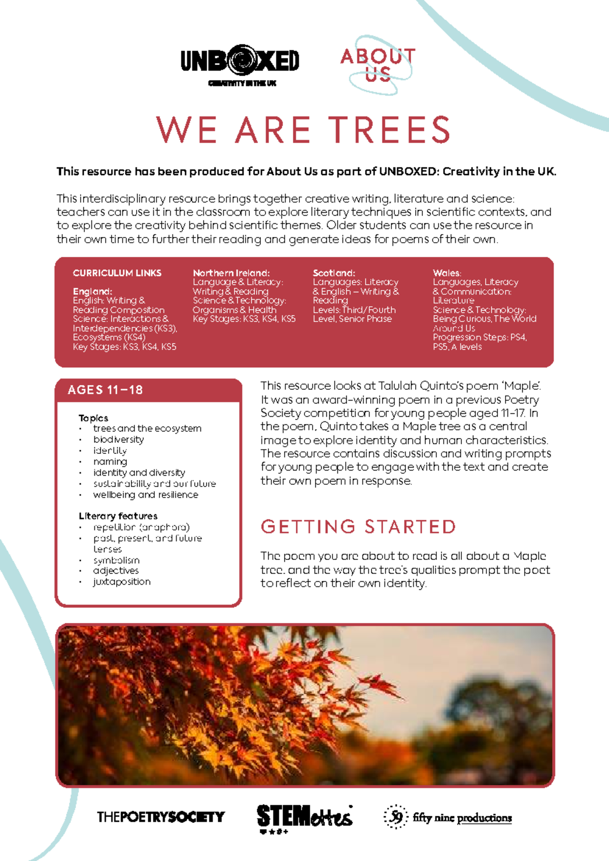 About Us: We Are Trees - Exploring Identity Through Maple Poetry - Studocu