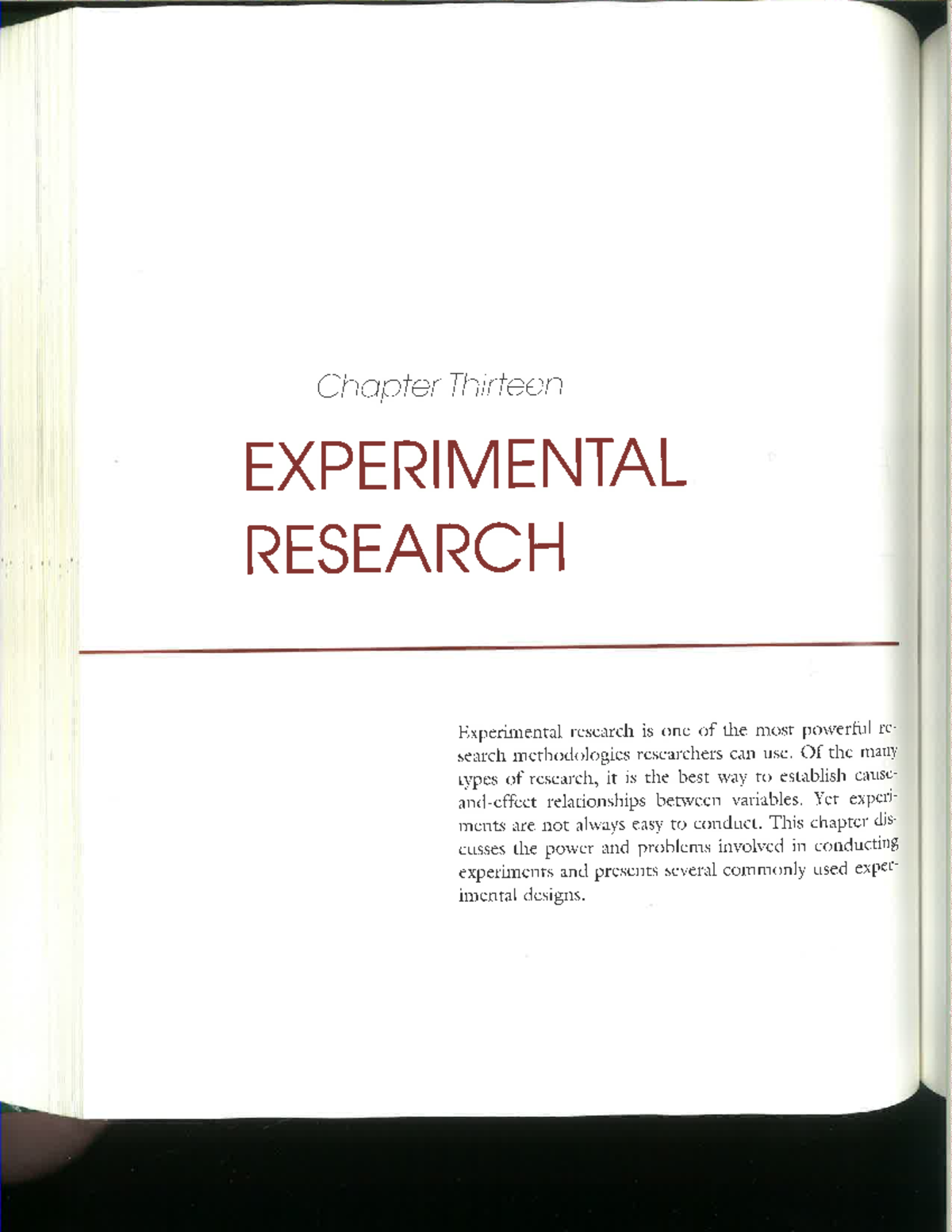 Chapter 13: Experimental Research Methodologies (EDU 101) - Studocu