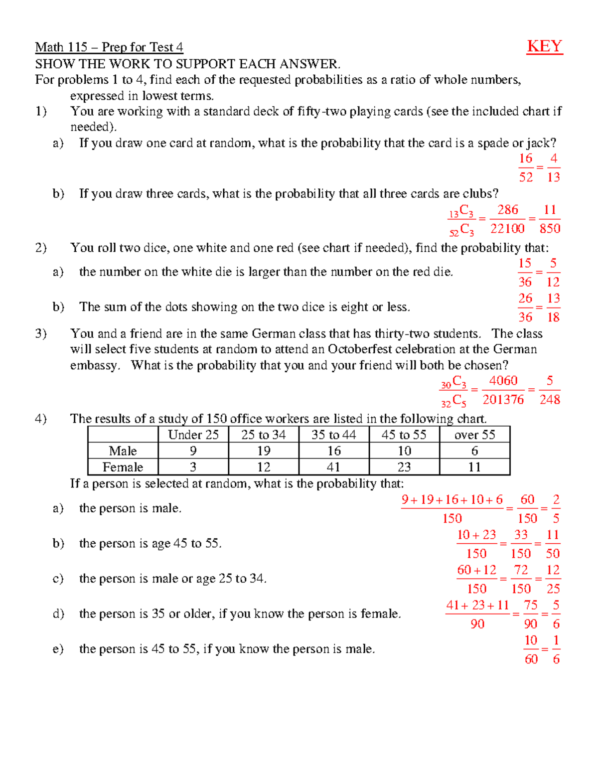 Math 115 – Prep for Test 4 Key - Studocu