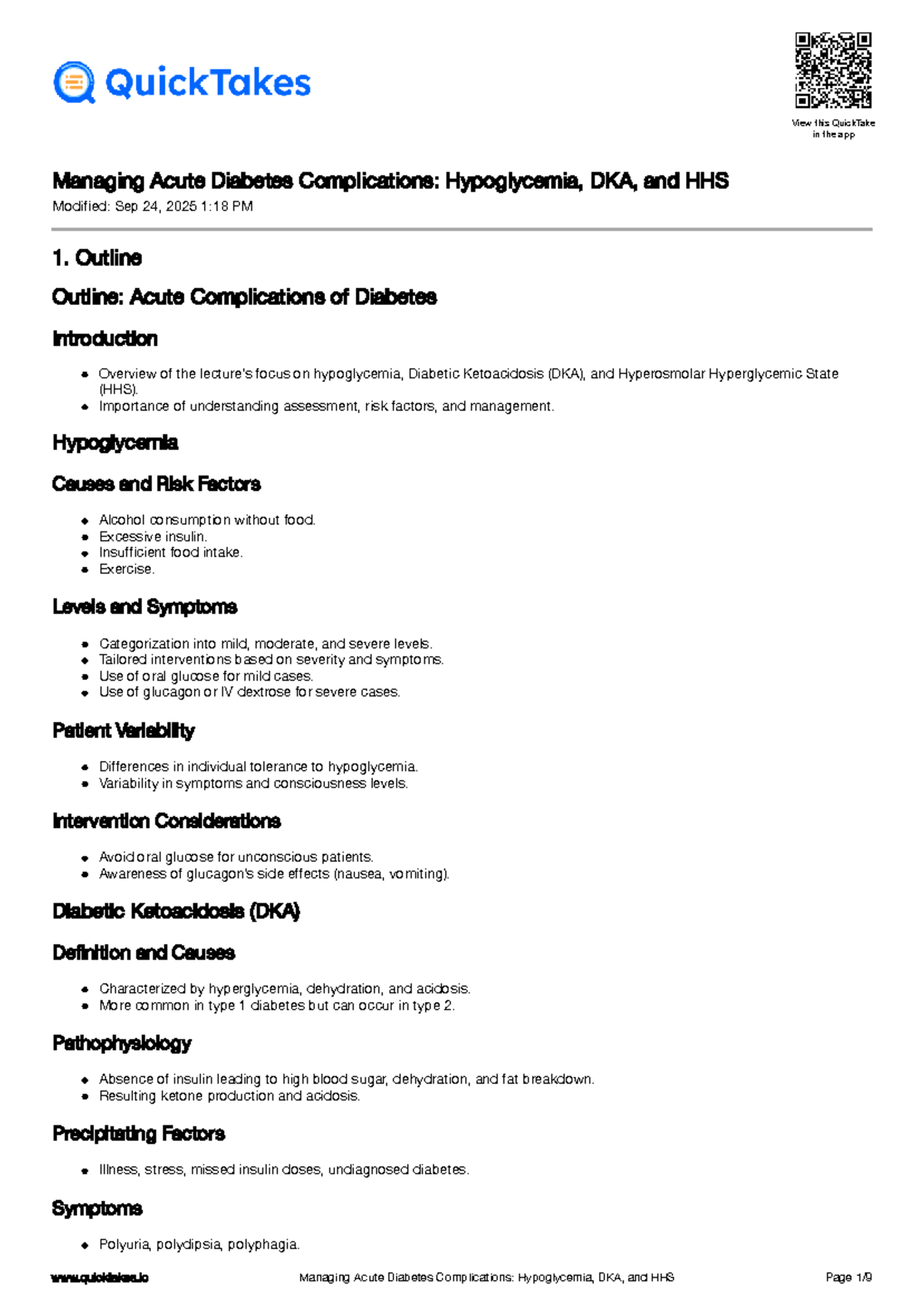 Managing Acute Diabetes Complications: Hypoglycemia, DKA, and HHS Study ...