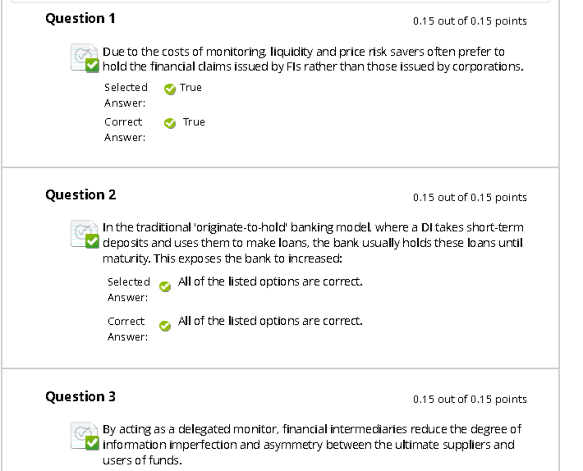 Quiz 1: Financial Intermediaries and Risk Management (FIN 101) - Studocu
