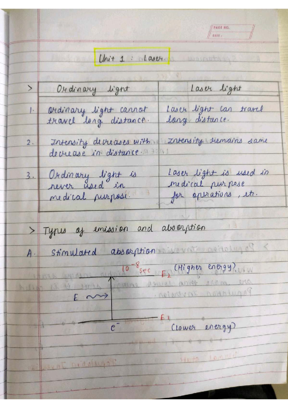 Unit 1: Laser Light Principles and Applications (PHYS 101) - Studocu