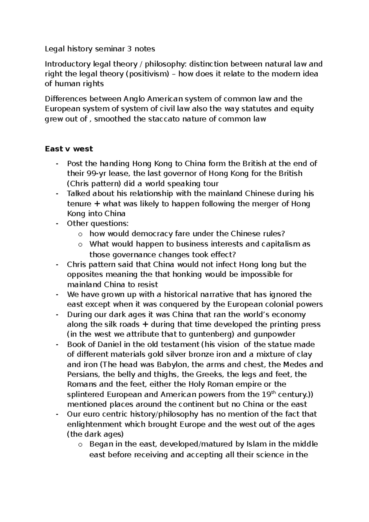 Legal History Seminar 3 Notes: Natural Law, Positivism & Human Rights ...