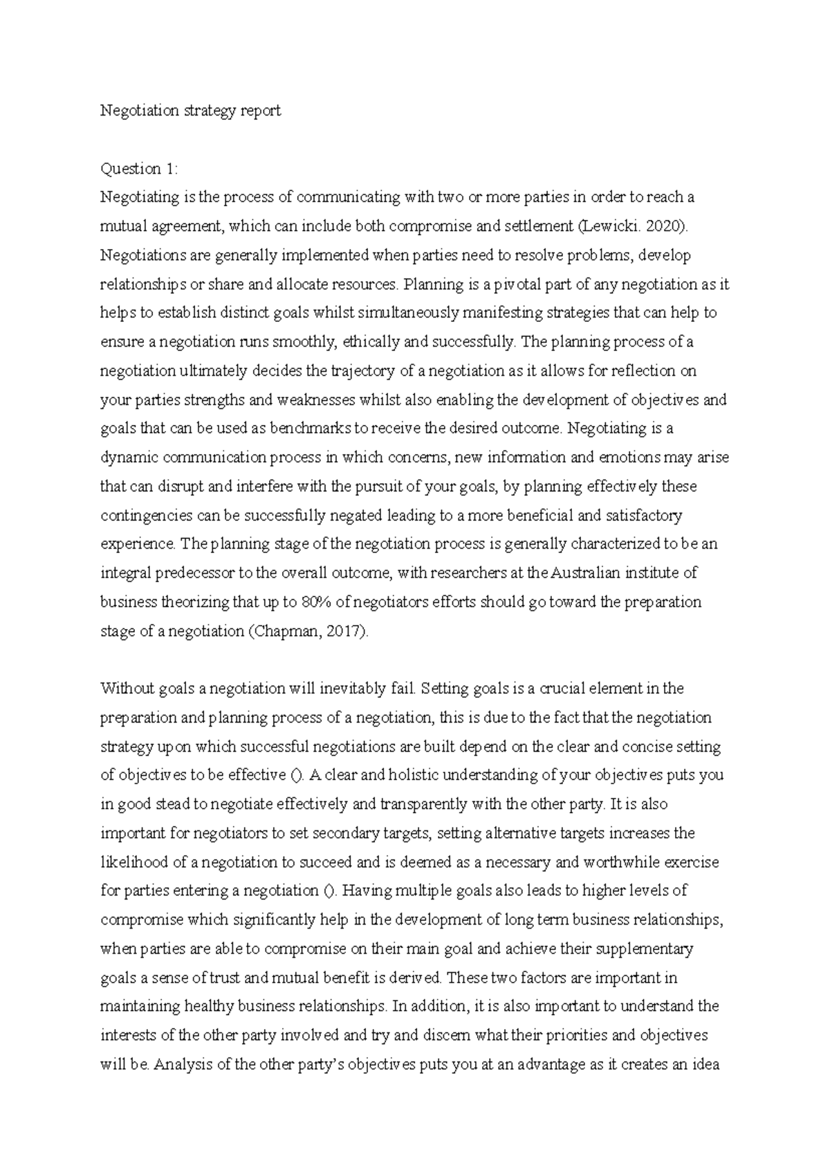 Negotiation Strategy Report: Insights on Effective Approaches and ...
