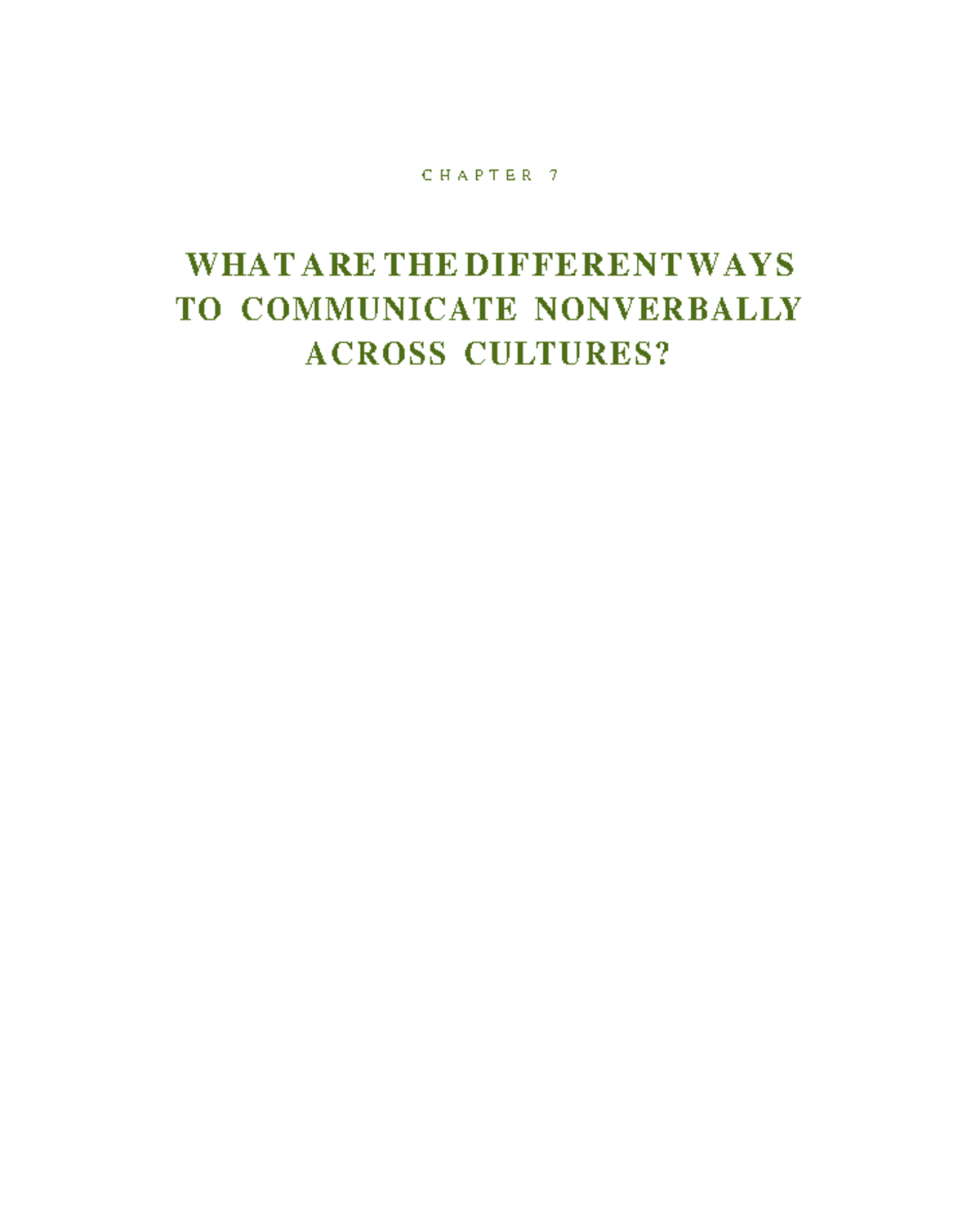 Intercultural Communication Insights: Nonverbal Cues in Chapter 7 - Studocu