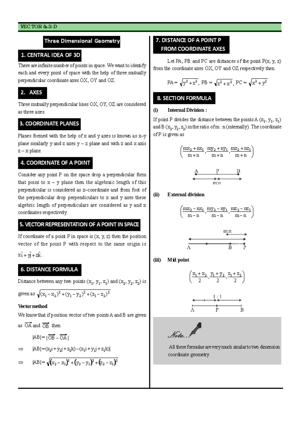 3D Geometry Concepts and Formulas for Spatial Analysis - Studocu