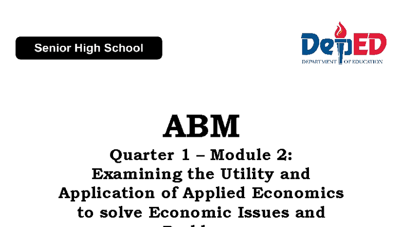 ABM Grade 12 Q1 Module 2: Applied Economics in Solving Issues - Studocu