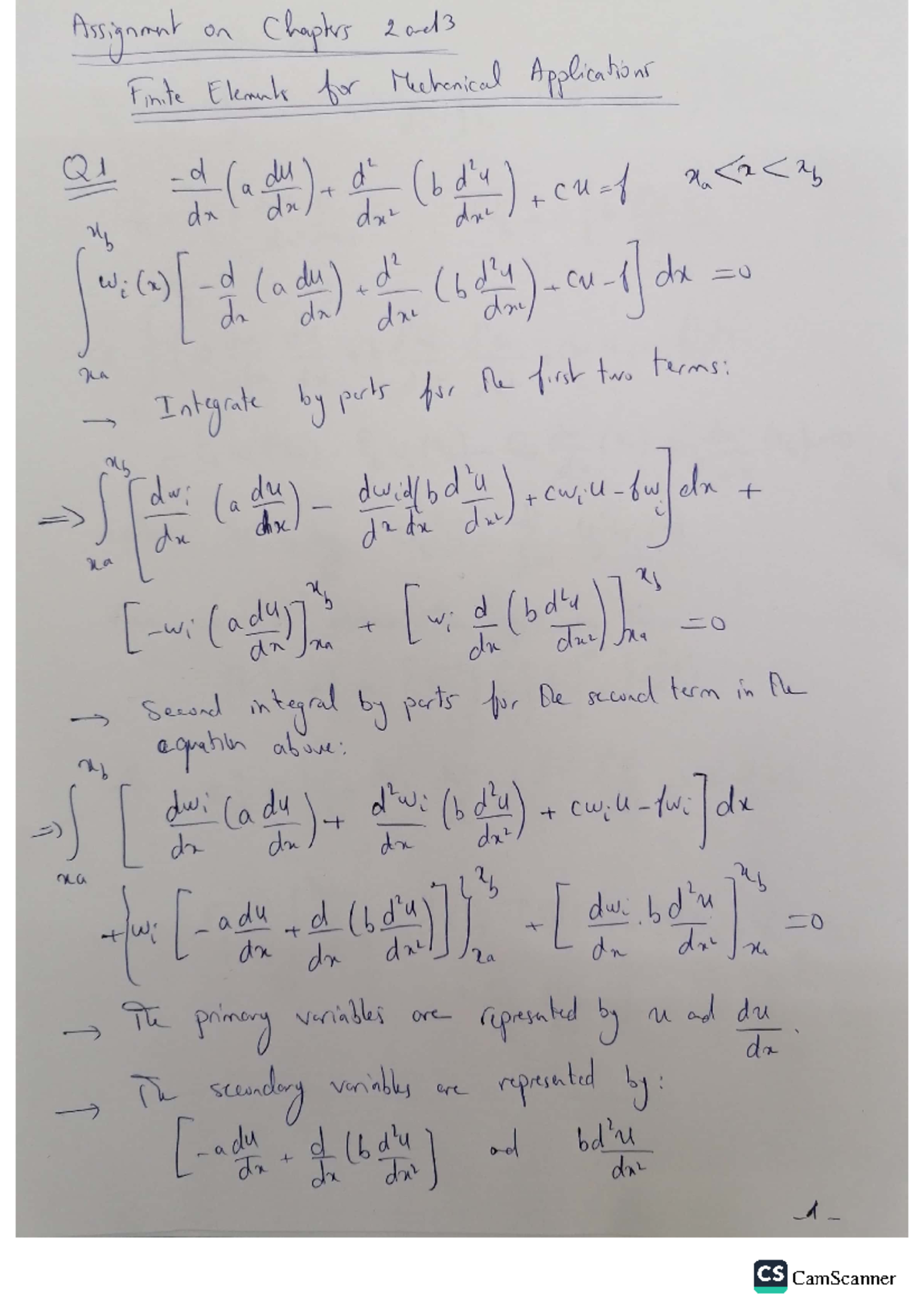 Finite Elements Assignment Solution - EF: Chapters 2 & 3 - Studeersnel