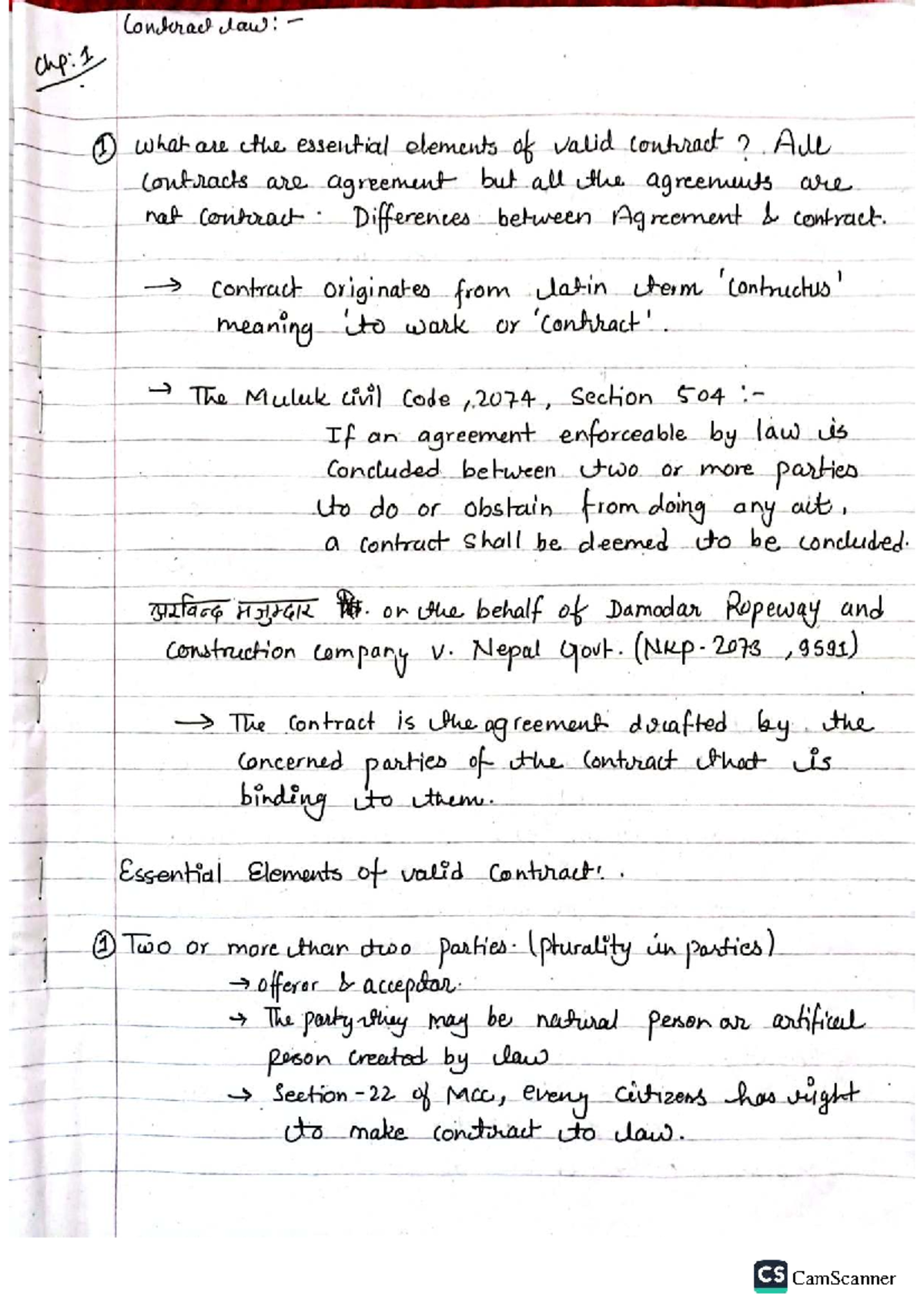 Contract Law: Chapter 1 - Essential Elements of a Valid Contract - Studocu