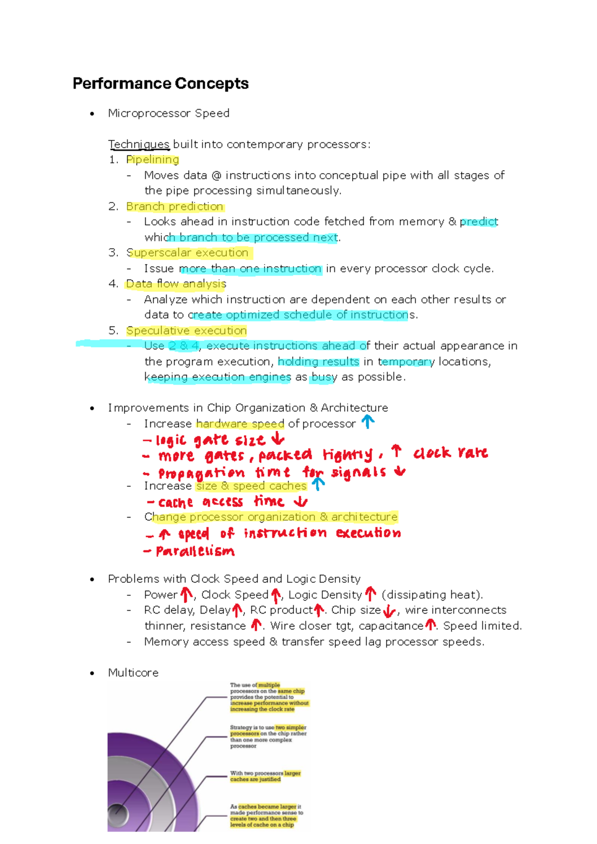 Performance Concepts Notes: Microprocessor Speed Techniques - Studocu