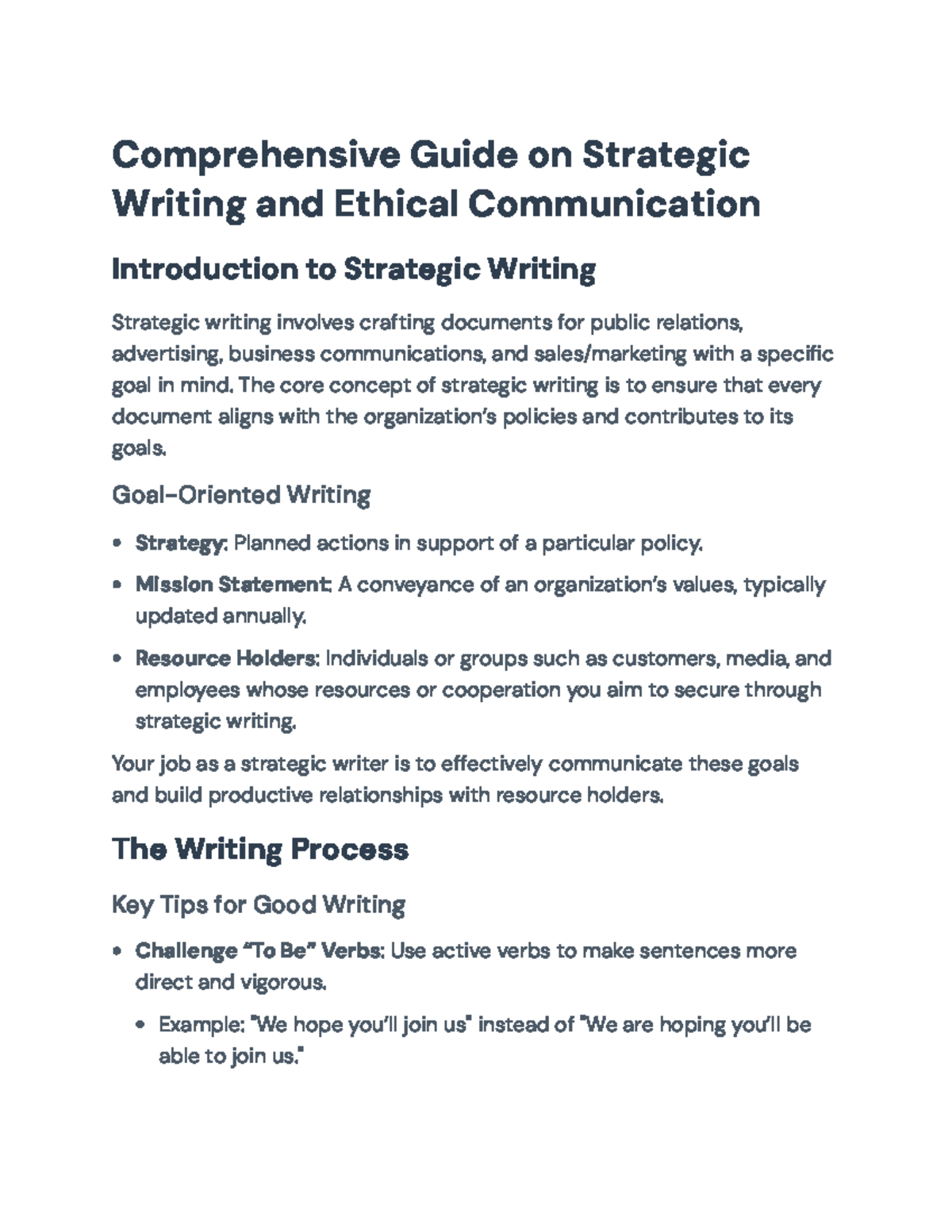 Comprehensive Guide to Strategic Writing and Ethical Communication ...