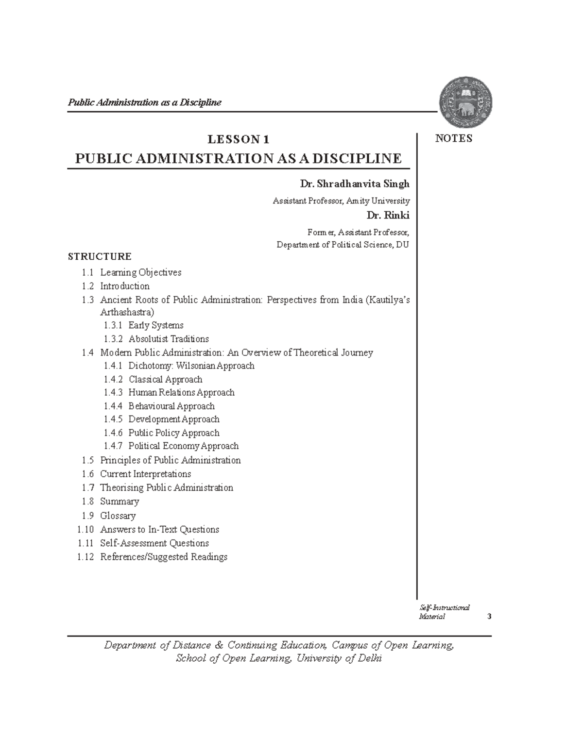 PPA 101: Public Administration as a Discipline - Lesson 1 Notes - Studocu