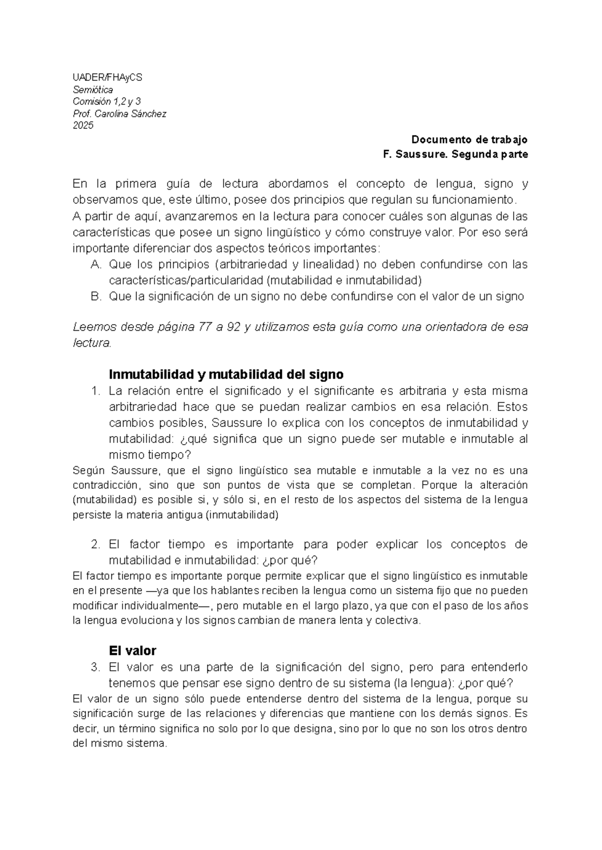 Apuntes sobre Saussure: Inmutabilidad y Mutabilidad del Signo ...