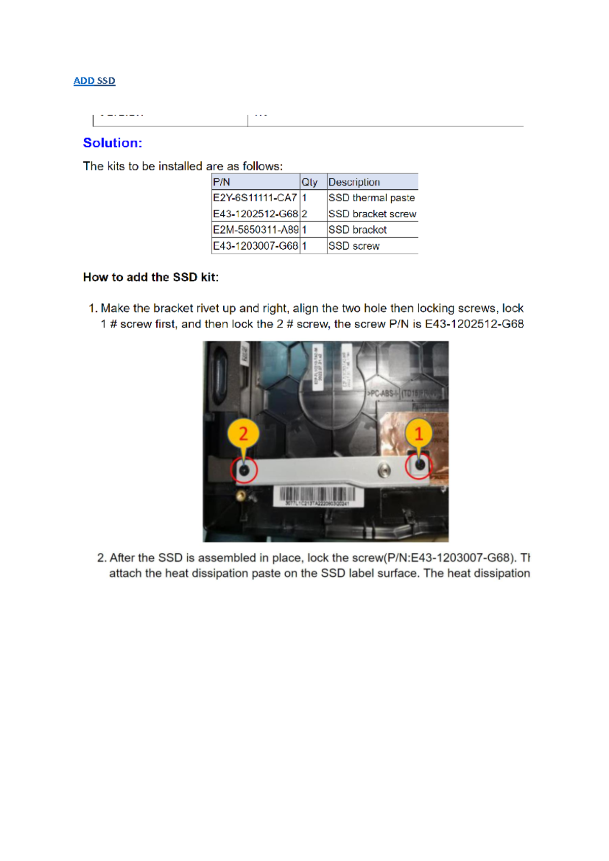 ADD SSD Installation Procedure: Step-by-Step Guide for 2nd SSD - Studocu