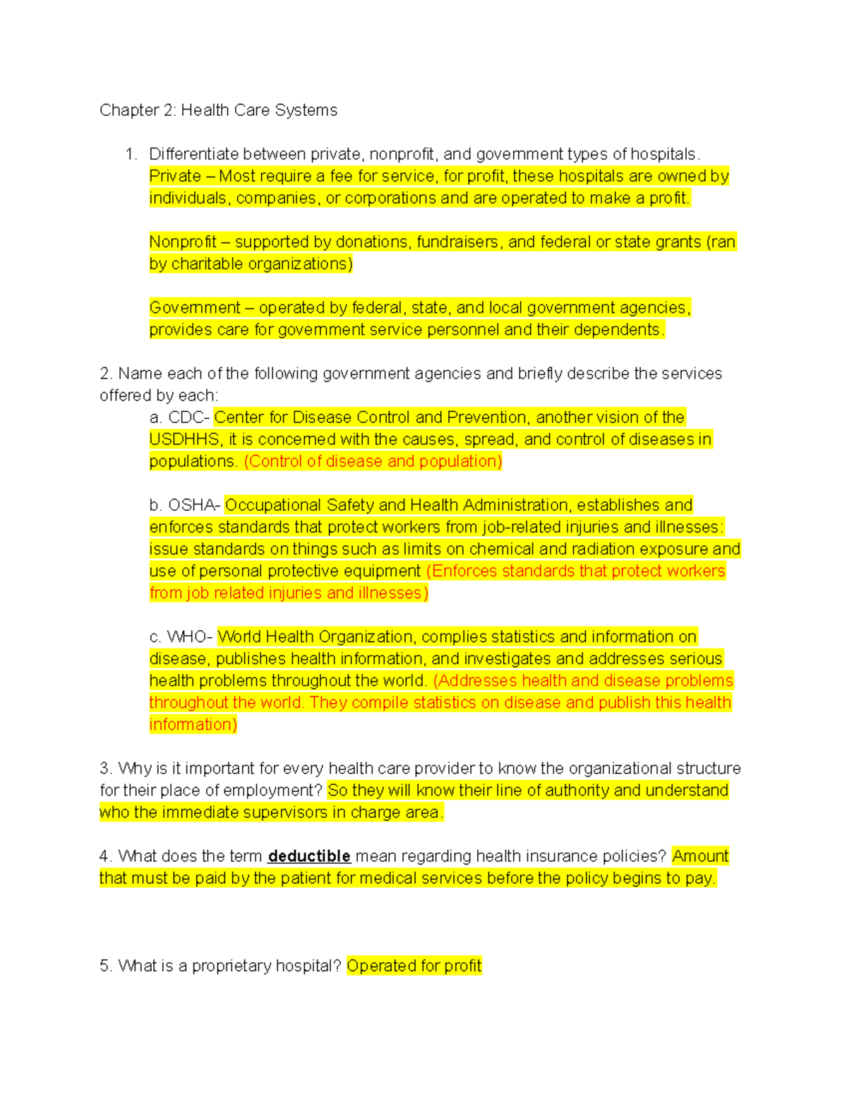 Health Care Systems Overview: Types of Facilities & Services - Studocu