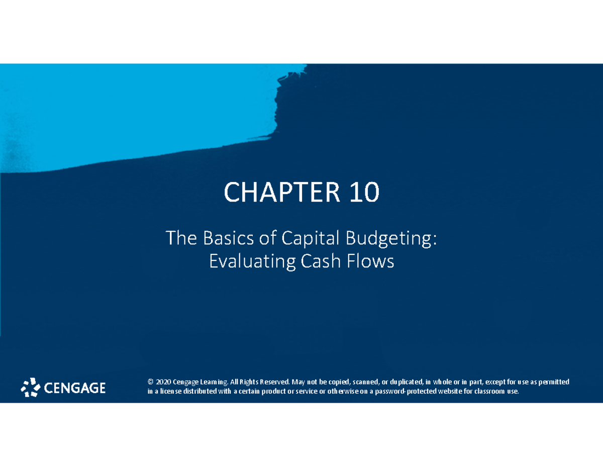 CHAPTER 10 Capital Budgeting Methods: NPV, IRR, & Profitability Index ...