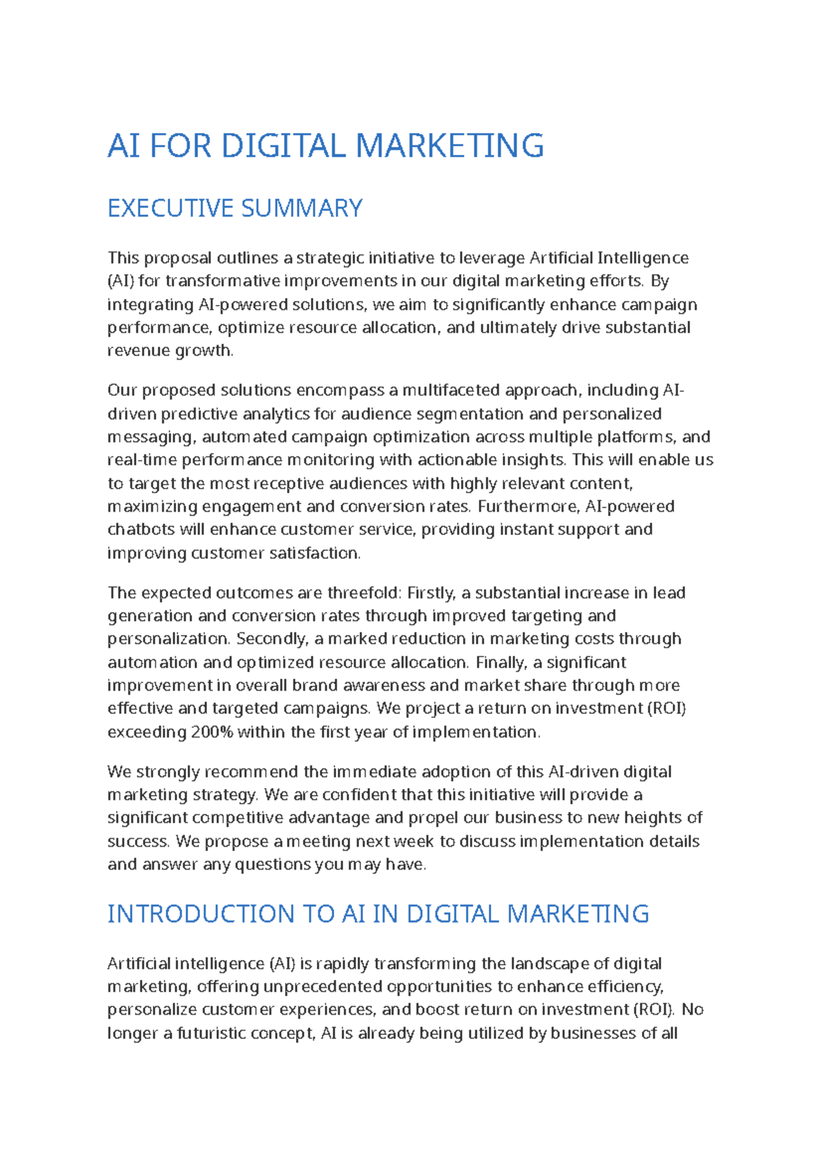 AI for Digital Marketing - AI FOR DIGITAL MARKETING EXECUTIVE SUMMARY ...