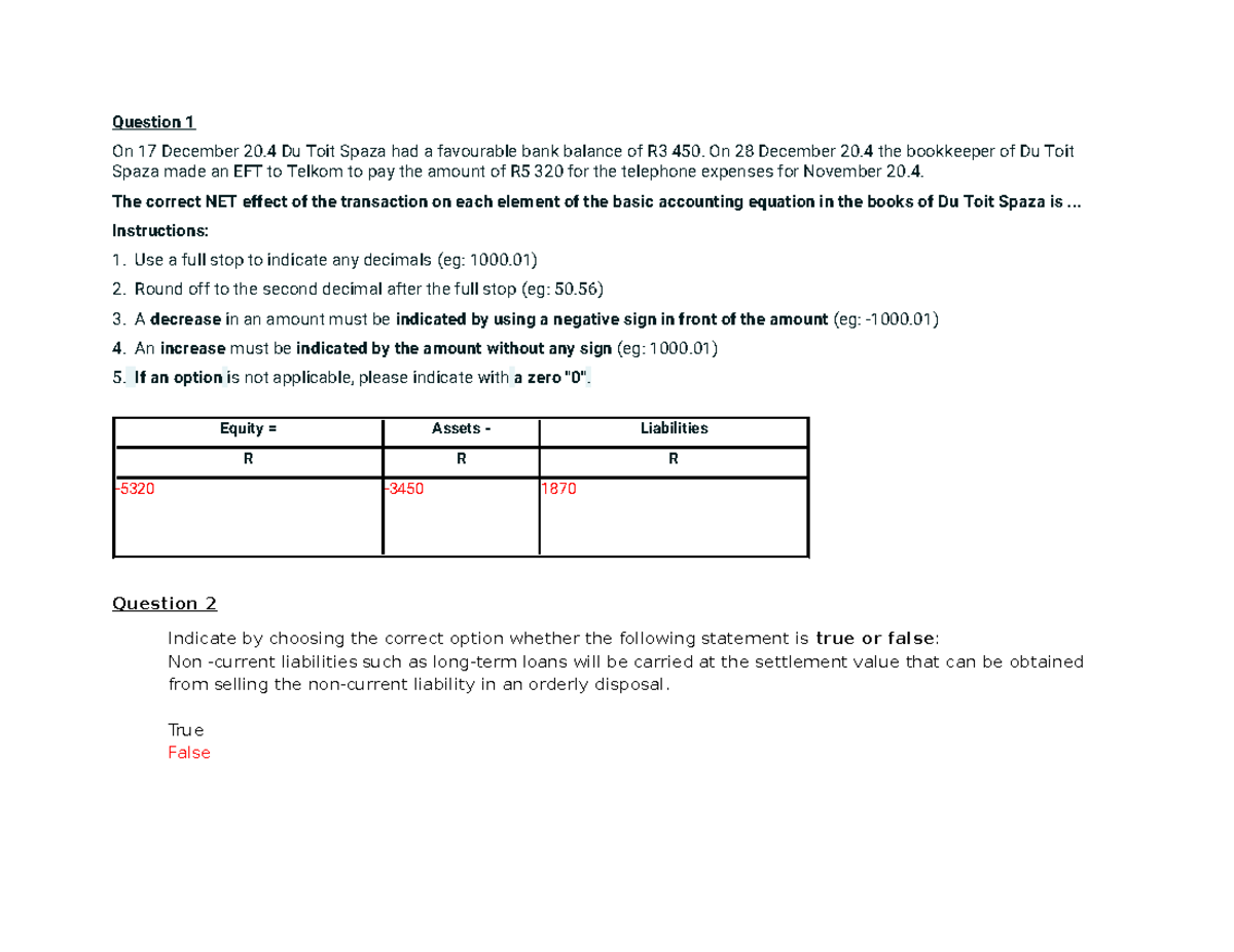 Assessment 1 Review: Basic Accounting Equation Analysis - Studocu