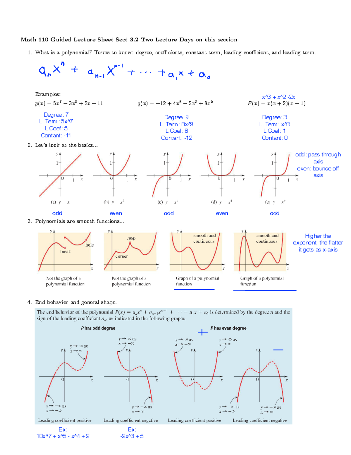 Math 110 Final Exam - Guided Lecture Notes on Section 3.2 Polynomials ...