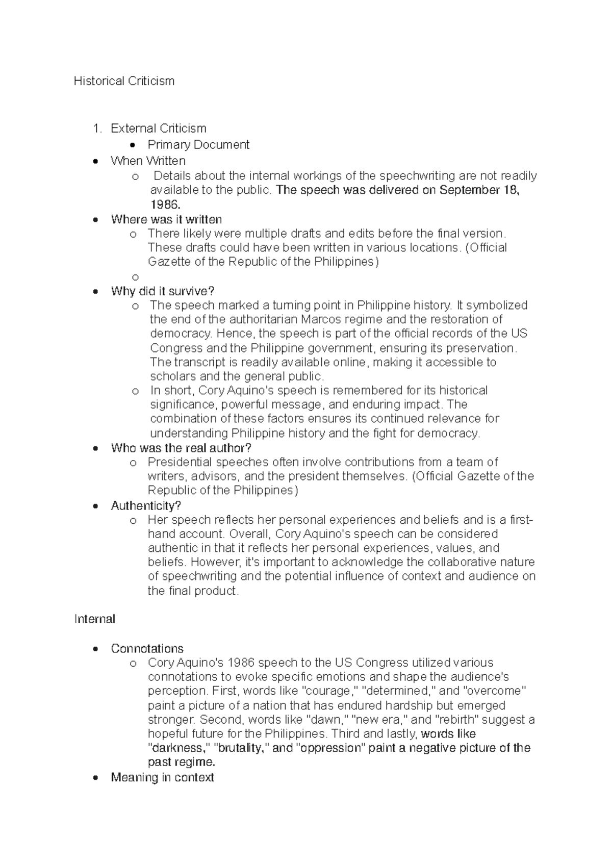 Historical Criticism - External Criticism - Primary Document - When ...