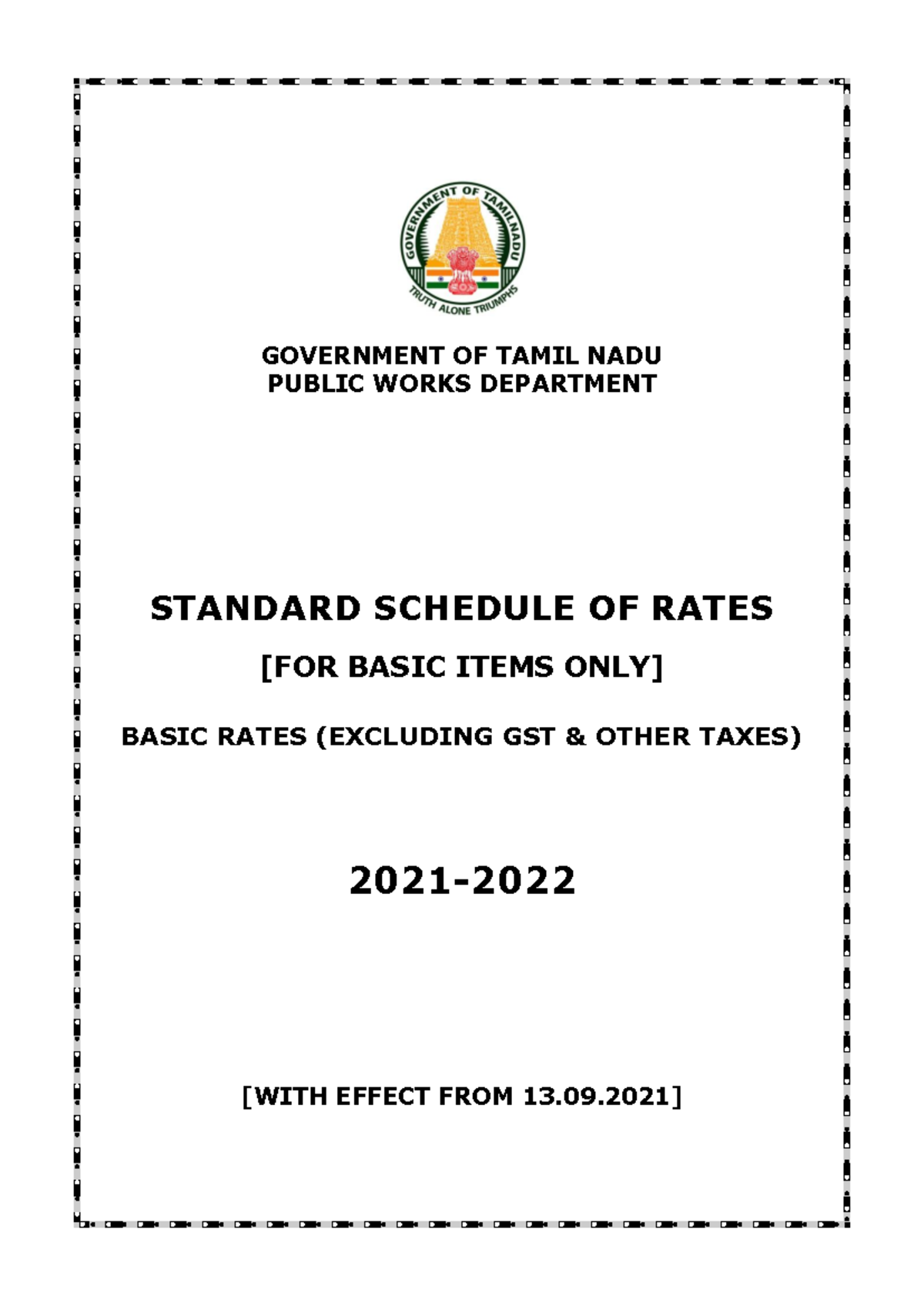 Standard schedule of rates for basic items (PWD SOR 2021-22) - Studocu