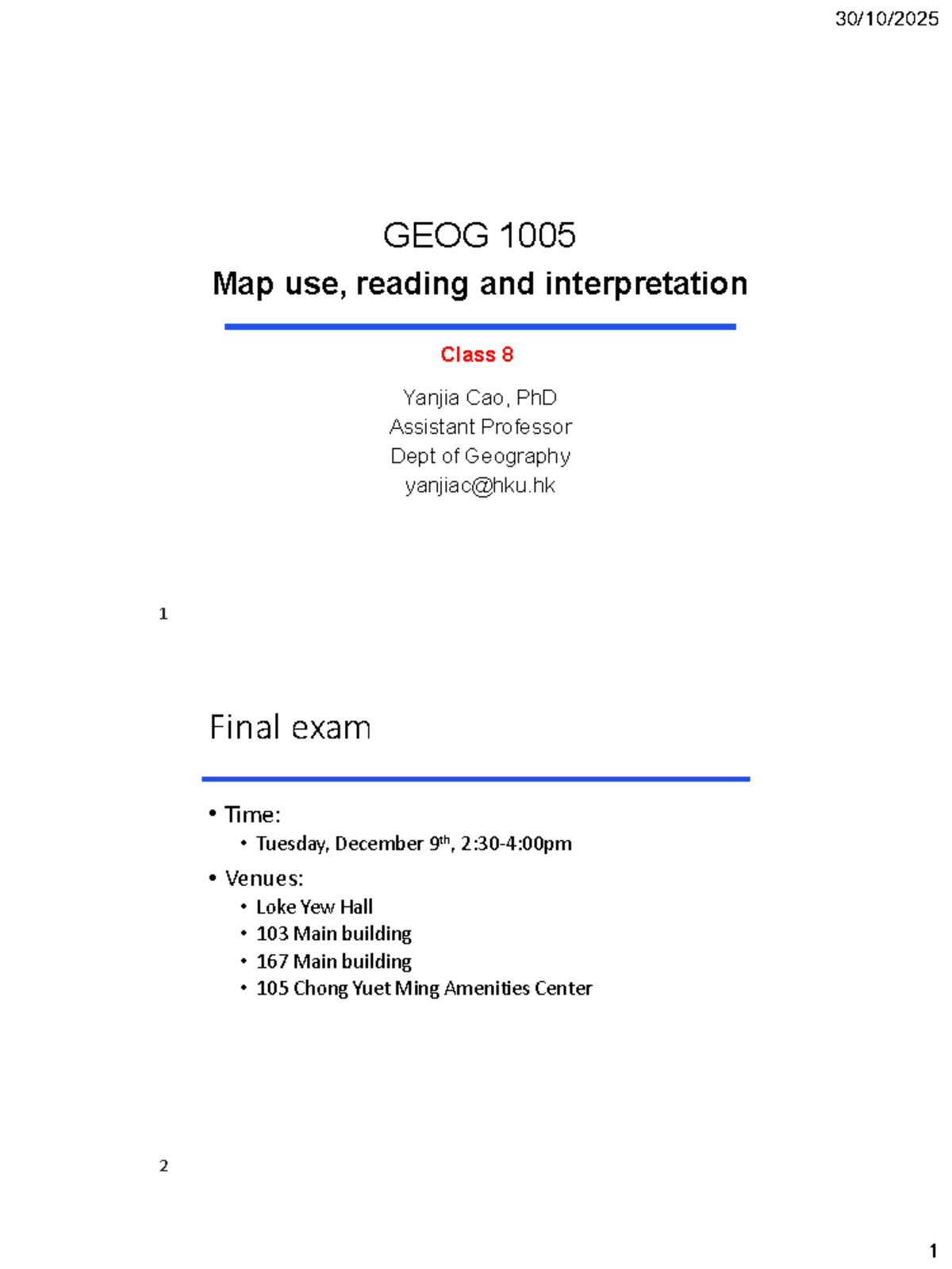 GEOG 1005 Final Exam Review: Lecture 8 on Map Layout & Alignment - Studocu