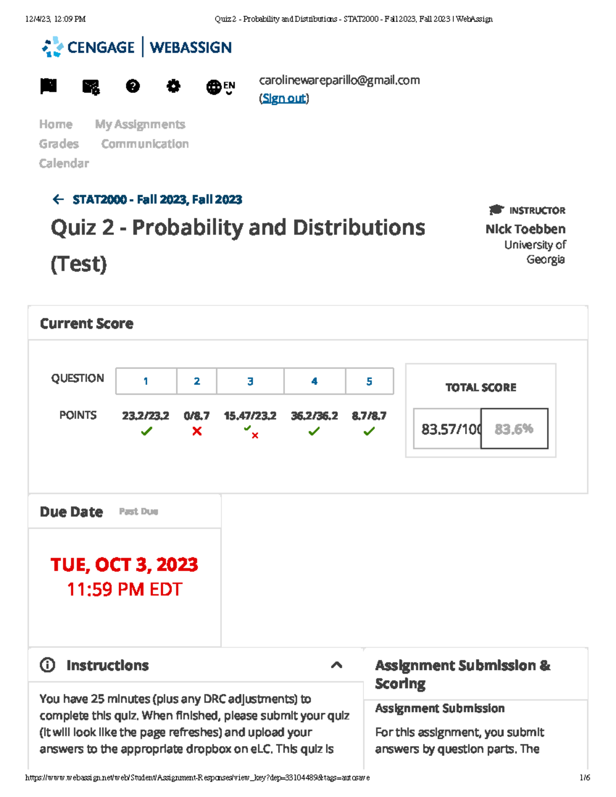 STAT 2000 Quiz 2 Key - Probability and Distributions Insights - Studocu