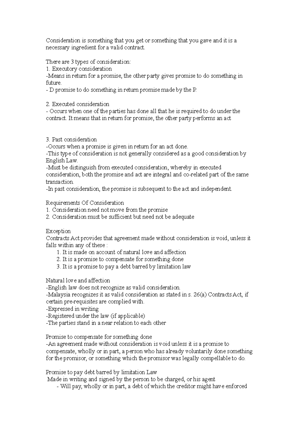 Consideration in Contract Law: Types & Requirements Explained - Studocu