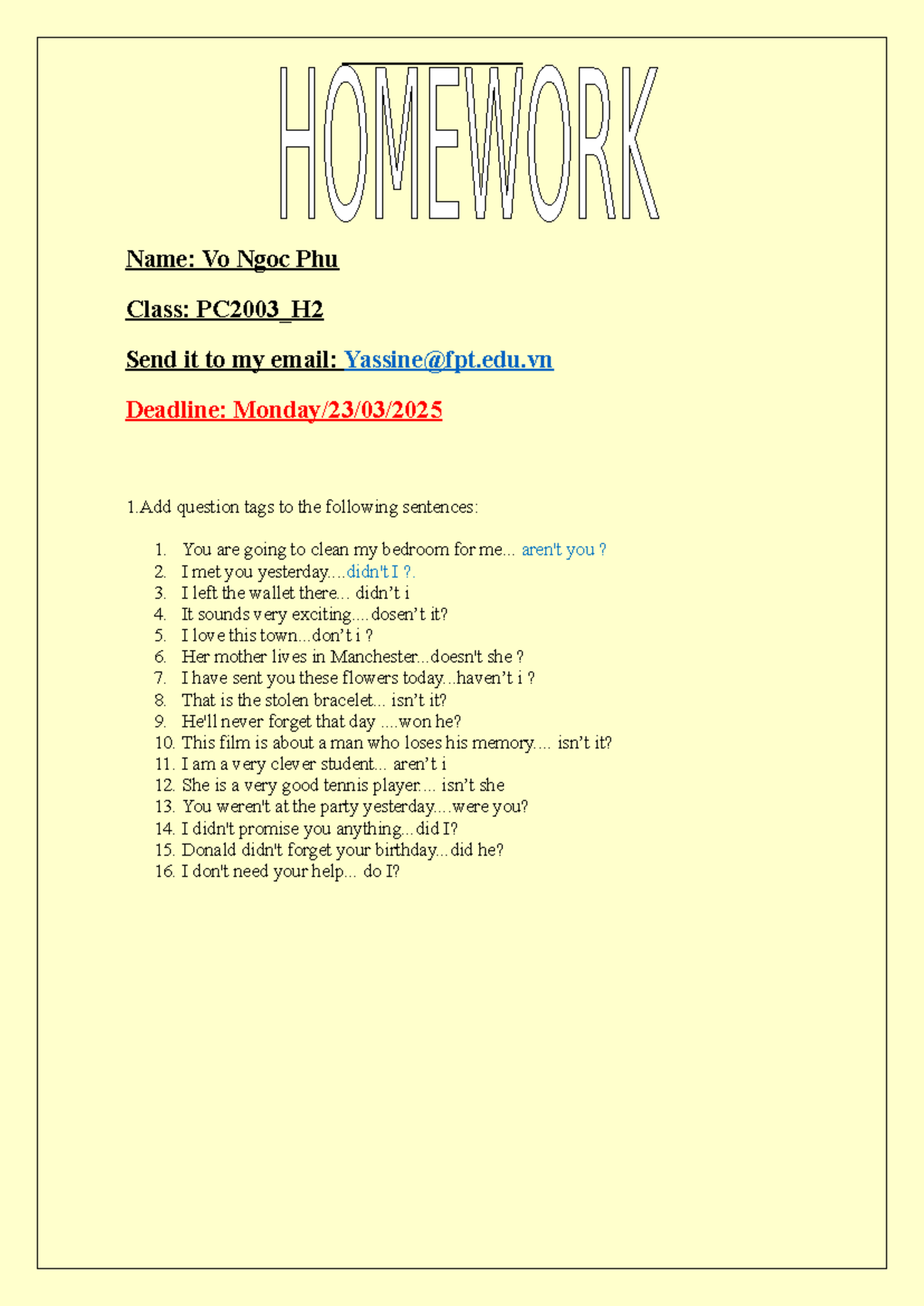 PC2003_H2 Question Tags Practice and Exercises - Studocu